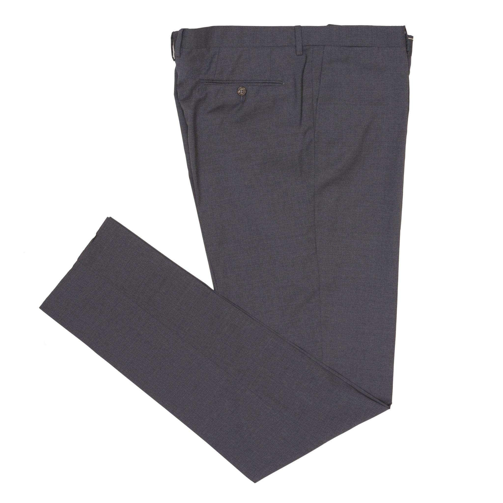 LUIGI BORRELLI Napoli Dark Gray Wool Flat Front Dress Pants US 44 NEW EU 60
