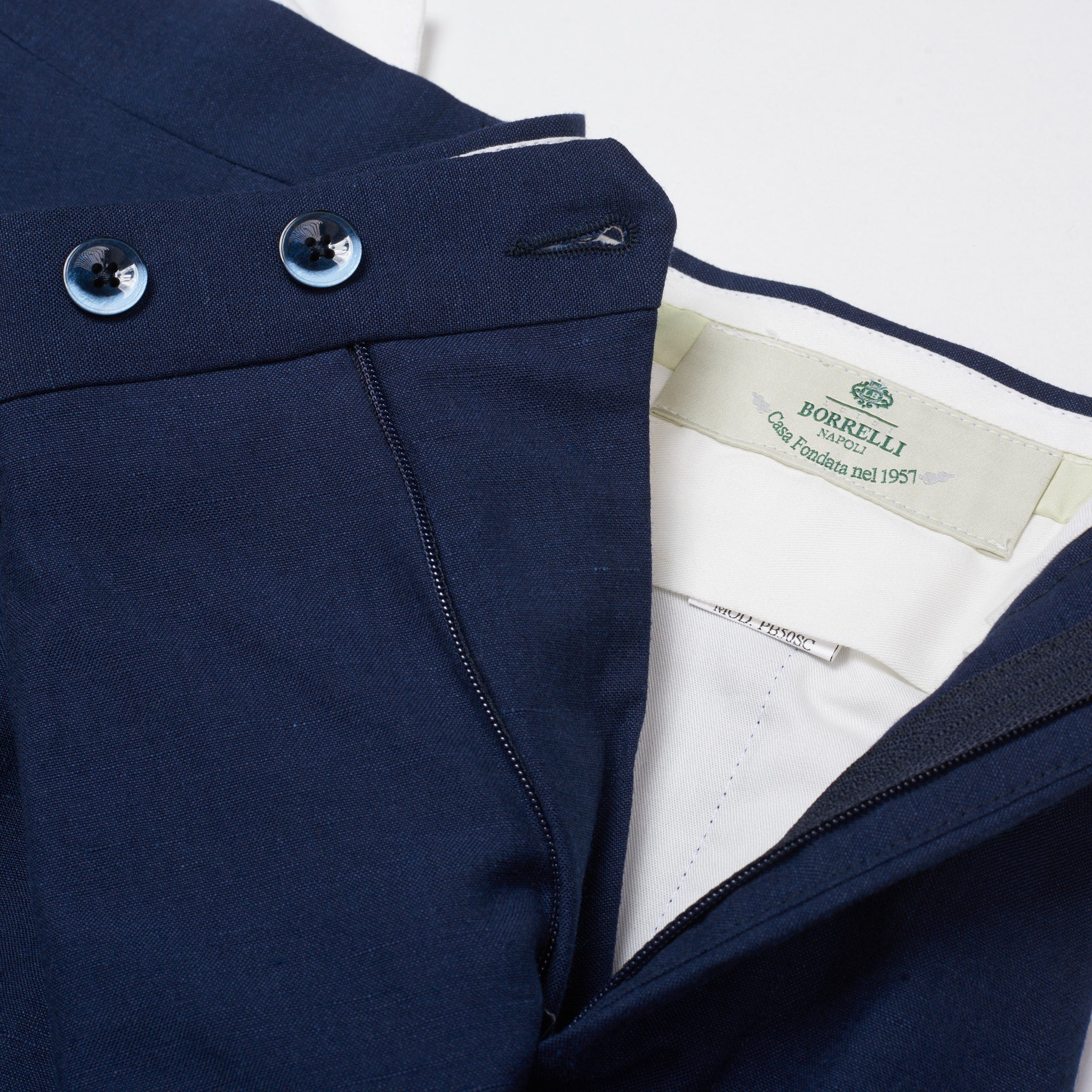 LUIGI BORRELLI Napoli Dark Navy Blue Wool-Linen SP Dress Pants EU 46 NEW US 30 LUIGI BORRELLI