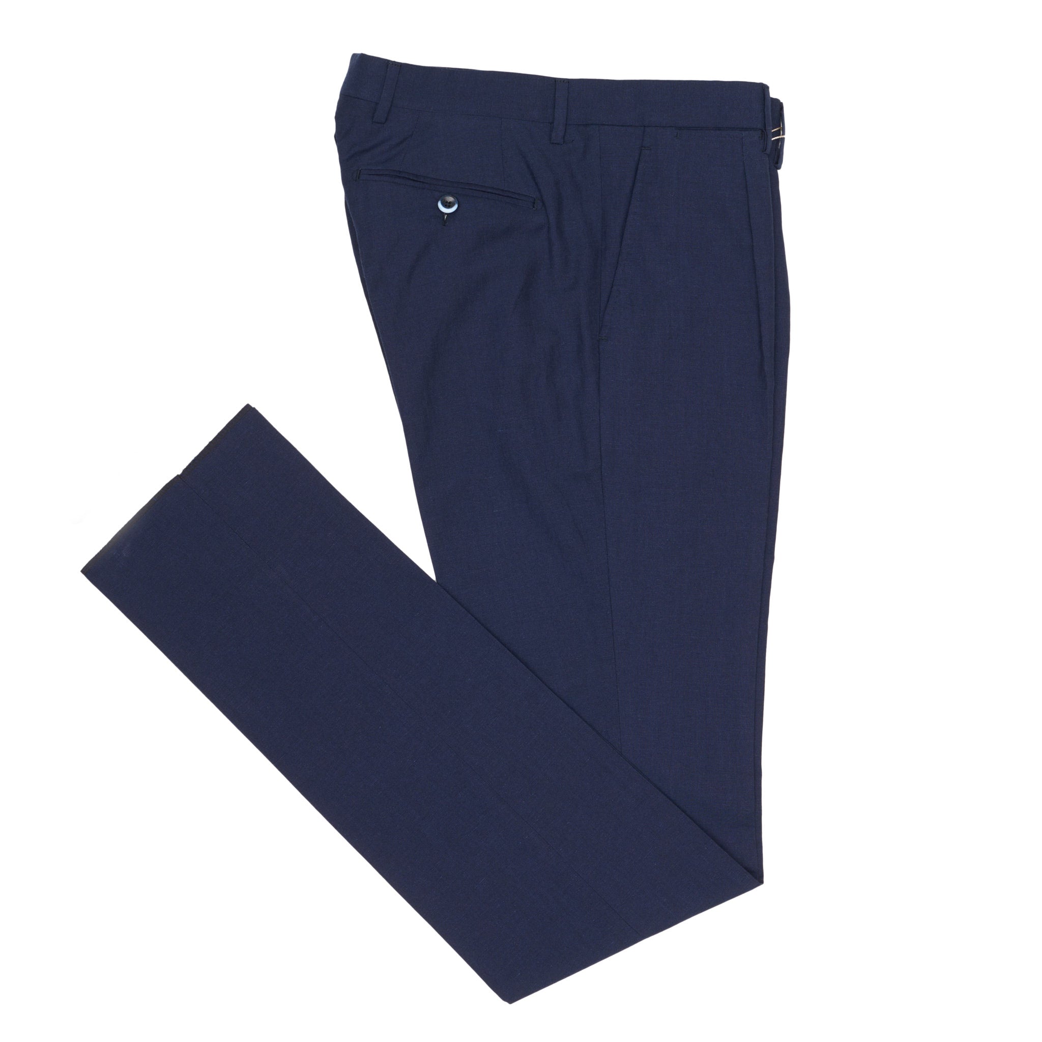 LUIGI BORRELLI Napoli Dark Navy Blue Wool-Linen SP Dress Pants EU 46 NEW US 30