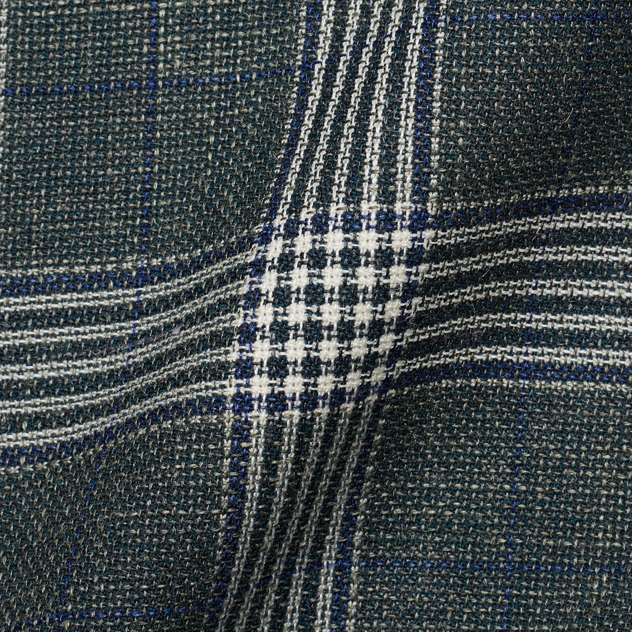 LUIGI BORRELLI Napoli "PROCIDA" Green Plaid Wool-Linen-Silk Jacket 52 NEW US 42