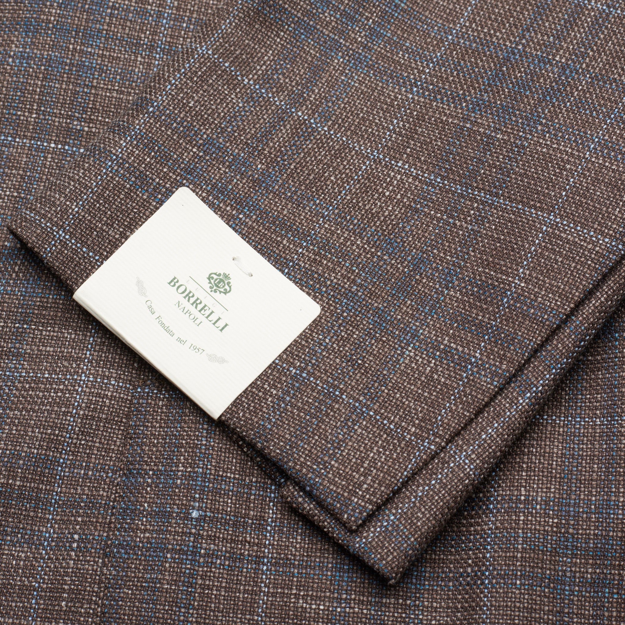 LUIGI BORRELLI "SALINA"Brown Plaid Wool-Silk-Linen Jacket EU 50 NEW US 40 LUIGI BORRELLI