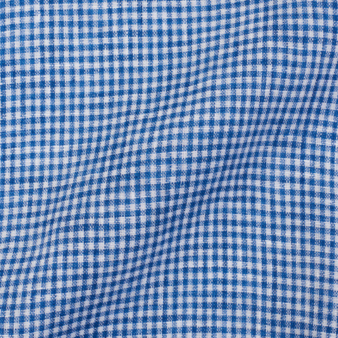 M.BARDELLI Milano Blue Gingham Check Linen 1 Pocket Casual Shirt NEW Size M