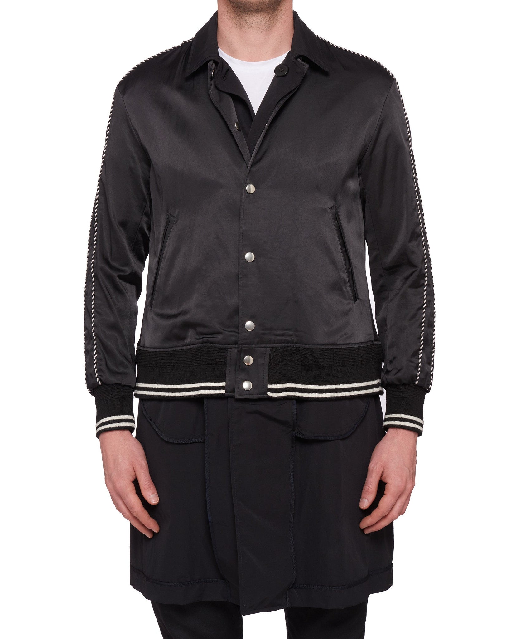 MAISON MIHARA YASUHIRO Black Satin Reversible Jacket Coat Size 46 US XS MIHARA YASUHIRO