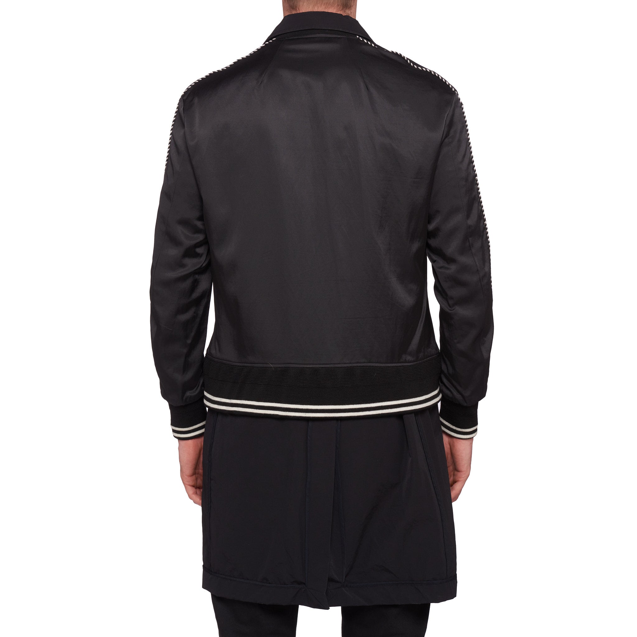 MAISON MIHARA YASUHIRO Black Satin Reversible Jacket Coat Size 46 US XS MIHARA YASUHIRO