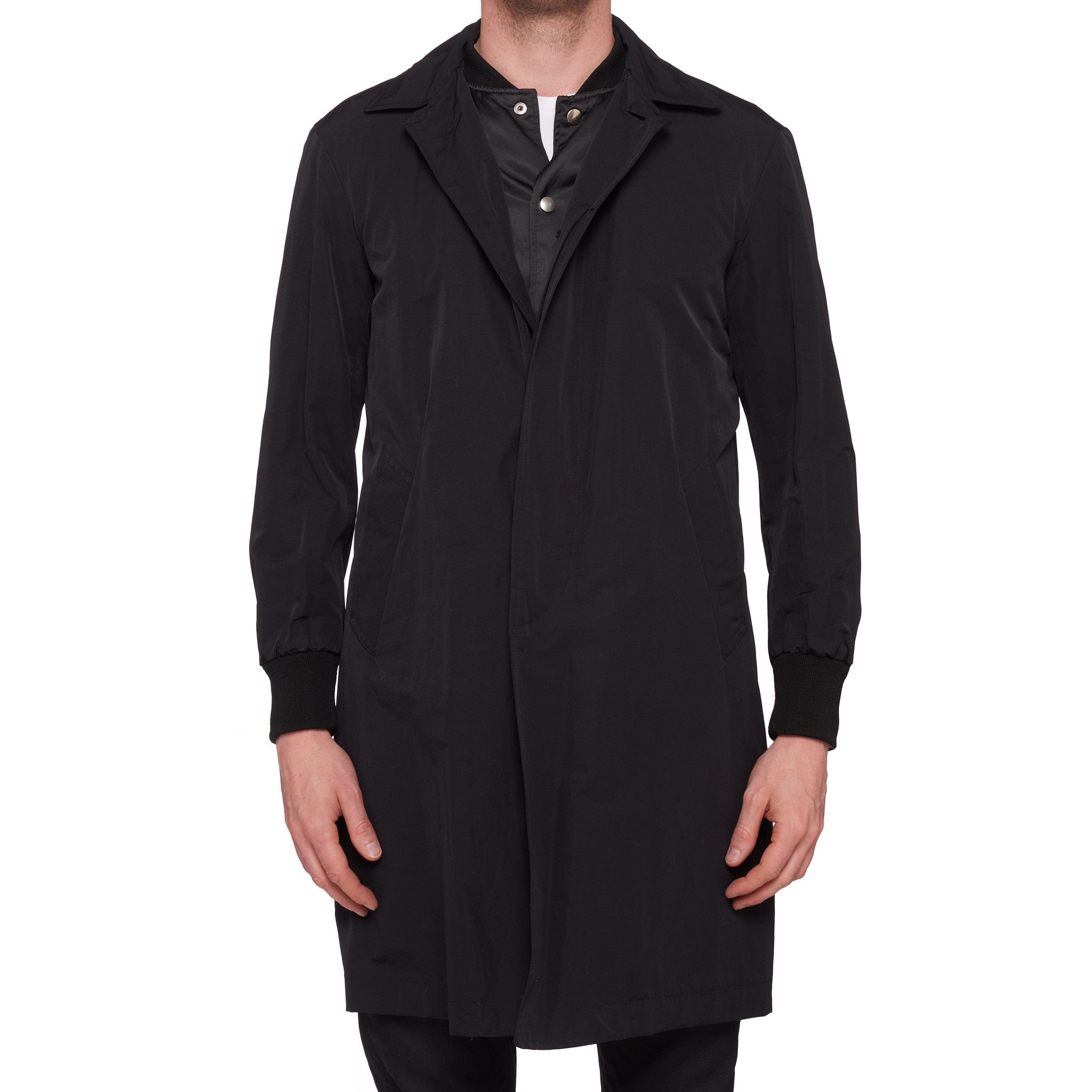 MAISON MIHARA YASUHIRO Black Satin Reversible Jacket Coat Size 46 US XS MIHARA YASUHIRO