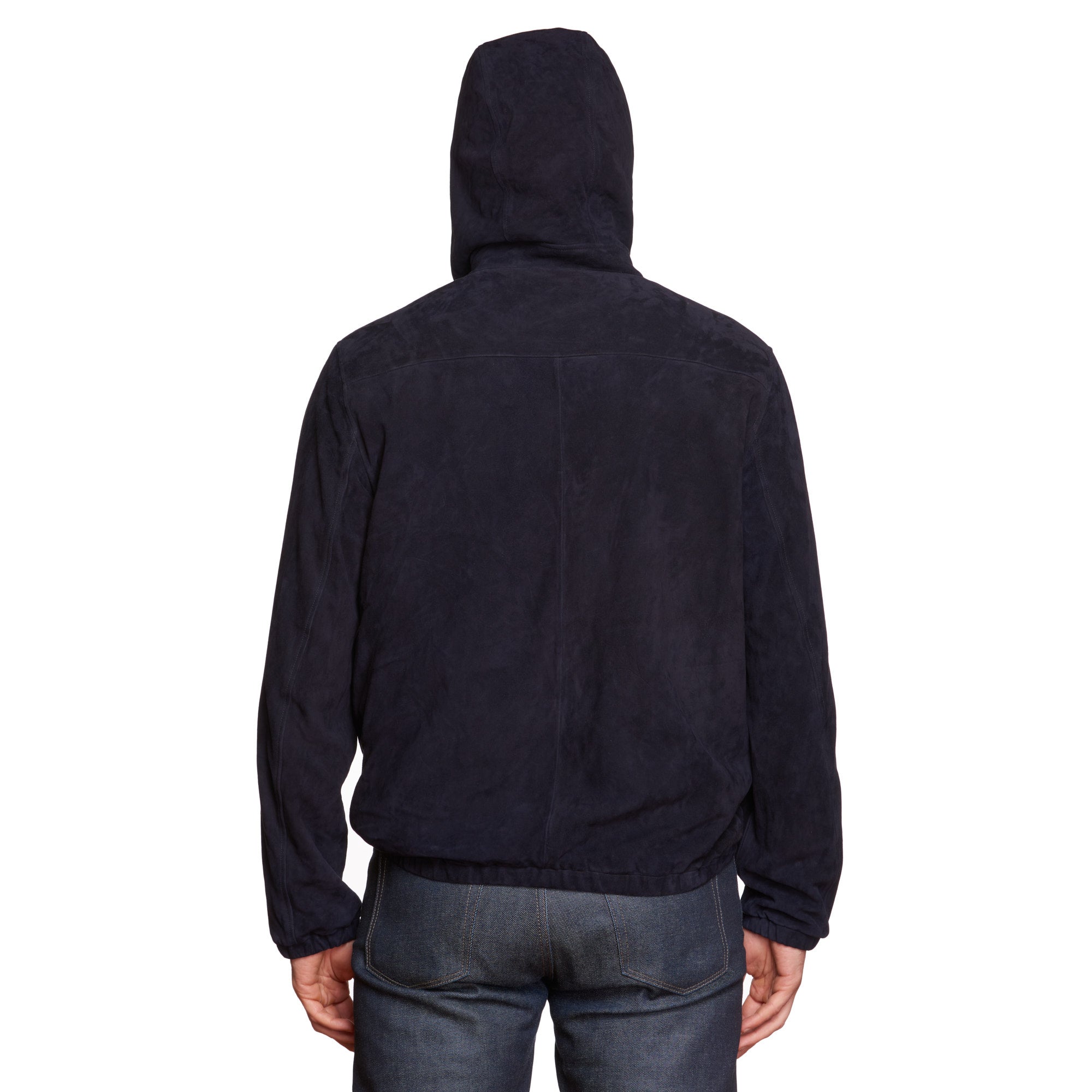 MALO Blue Suede Leather Hooded Indigo Jacket Blouson EU 50 NEW US M MALO