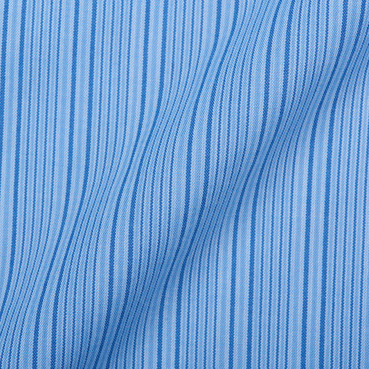 MARIANO RUBINACCI Handmade Blue Striped Cotton Dress Shirt EU 43 US 17