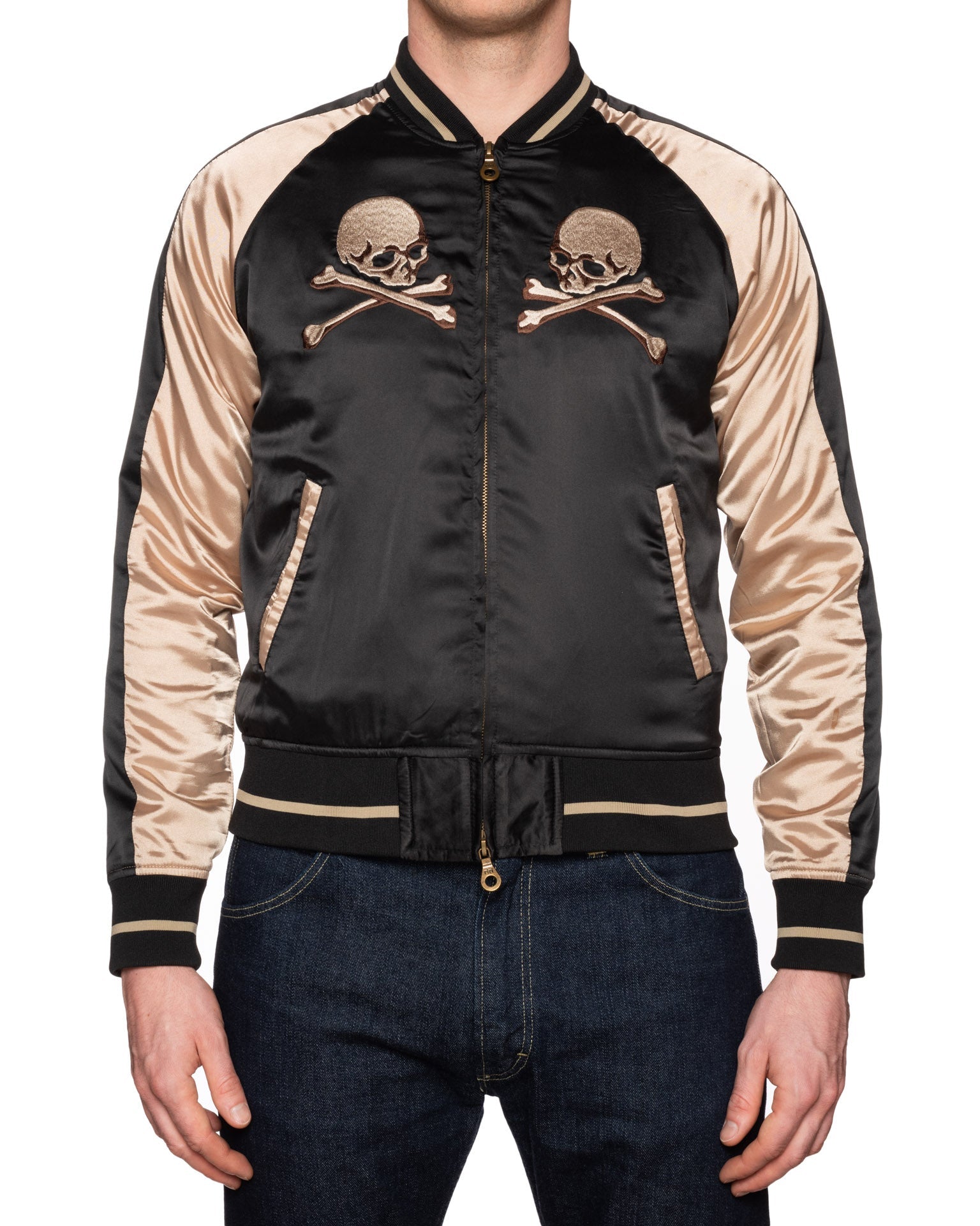 MASTERMIND JAPAN for "CROWS ZERO II" Theater8 Black-Gold Silk Jacket Size L MASTERMIND JAPAN