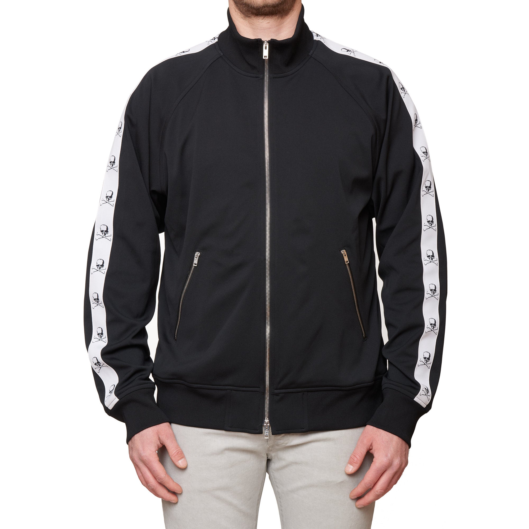 MASTERMIND WORLD Black Taped Track Jacket Full Zip Cardigan Coat NEW Size XL