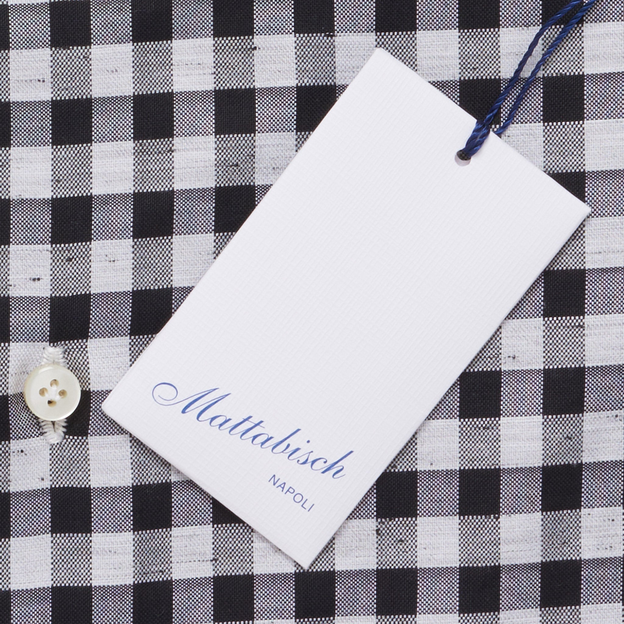 MATTABISCH by Kiton Handmade Black-White Checkered Shirt 40 NEW 15.75 Slim MATTABISCH