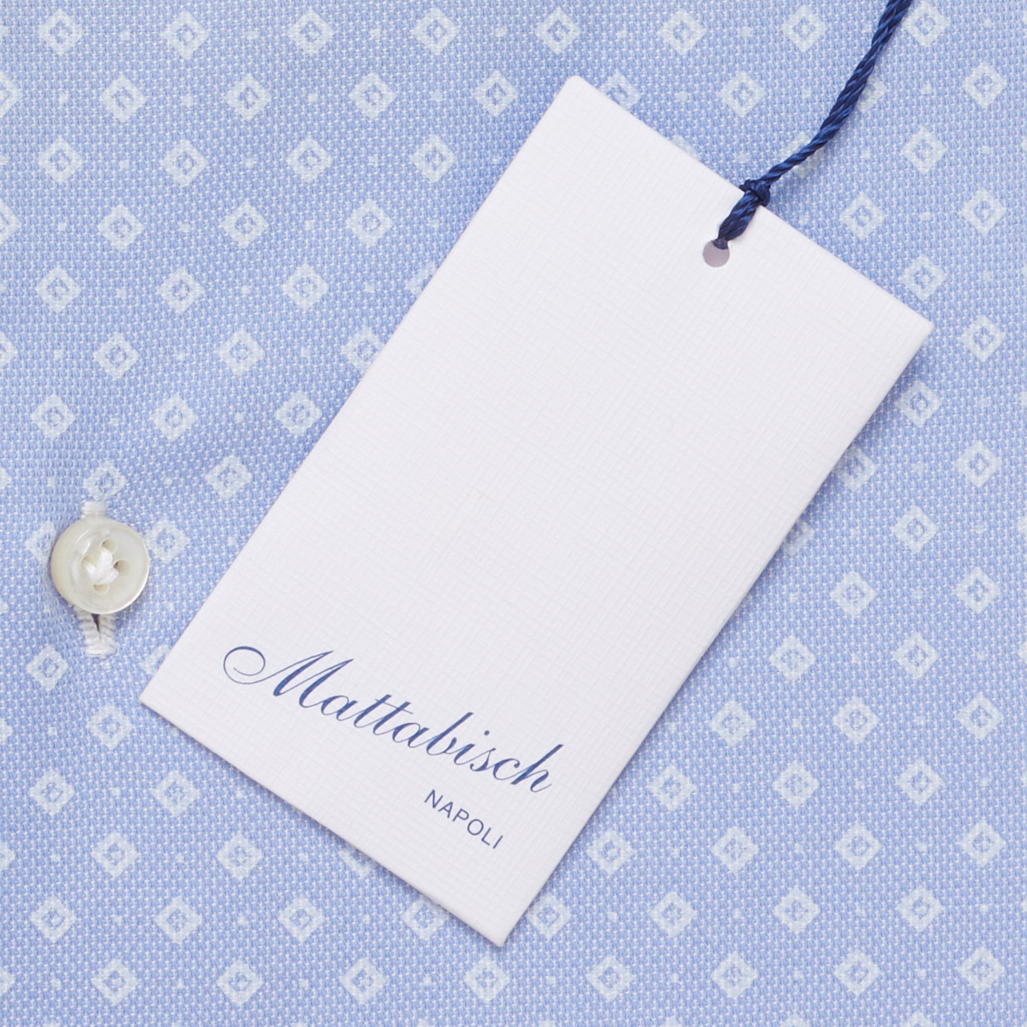 MATTABISCH by Kiton Handmade Blue Rhombus Dot Shirt 40 NEW US 15.75 Slim Fit MATTABISCH
