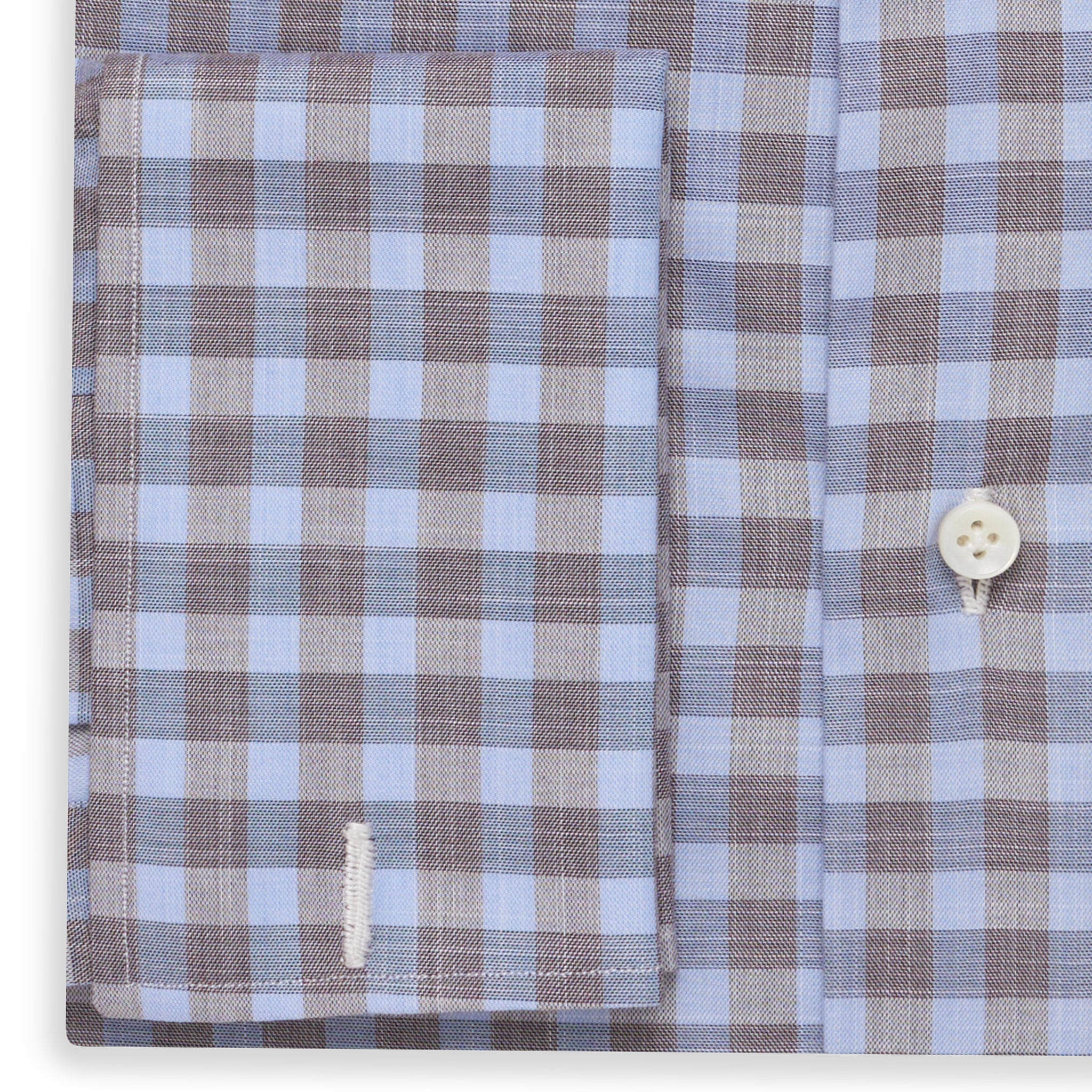 MATTABISCH by Kiton Handmade Gray-Blue Plaid French Cuff Shirt 41 NEW 16