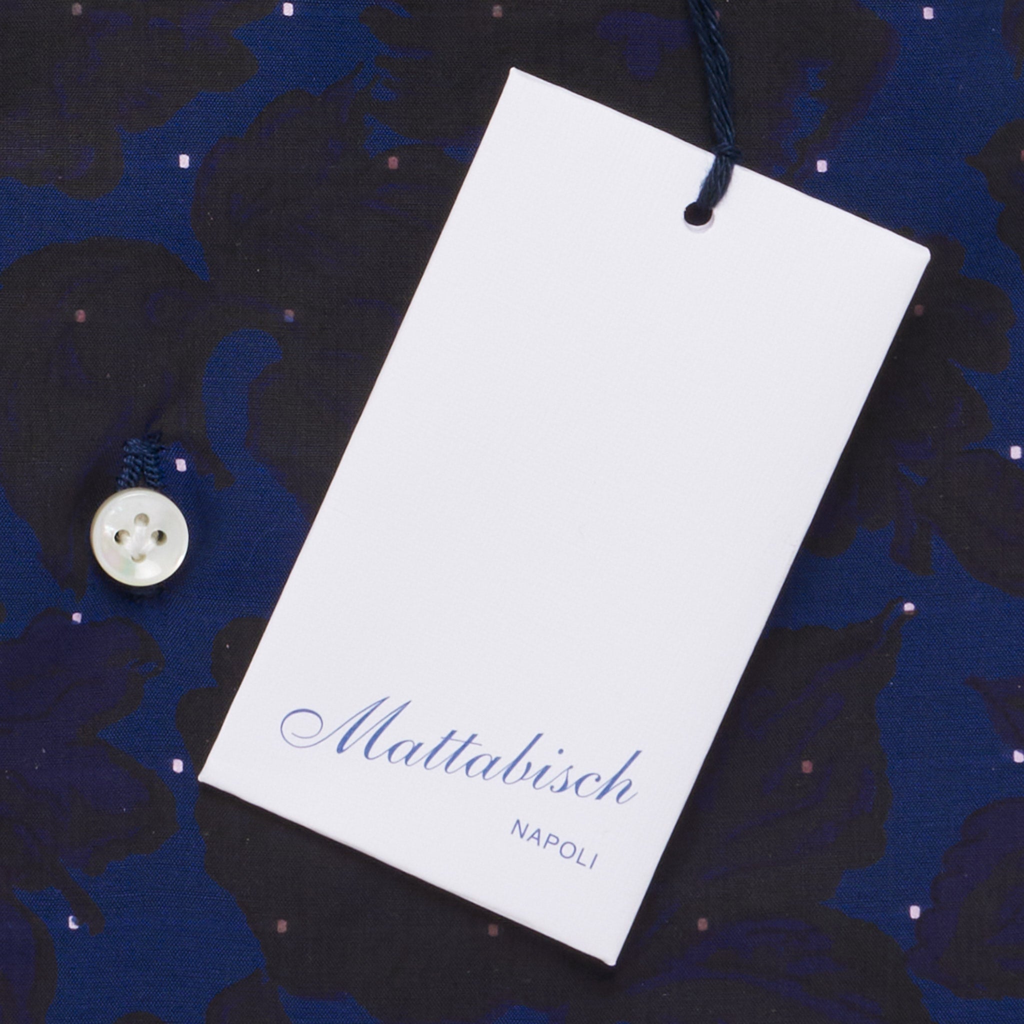 MATTABISCH by Kiton Handmade Navy Blue Floral Jacquard Dot Dress Shirt NEW MATTABISCH