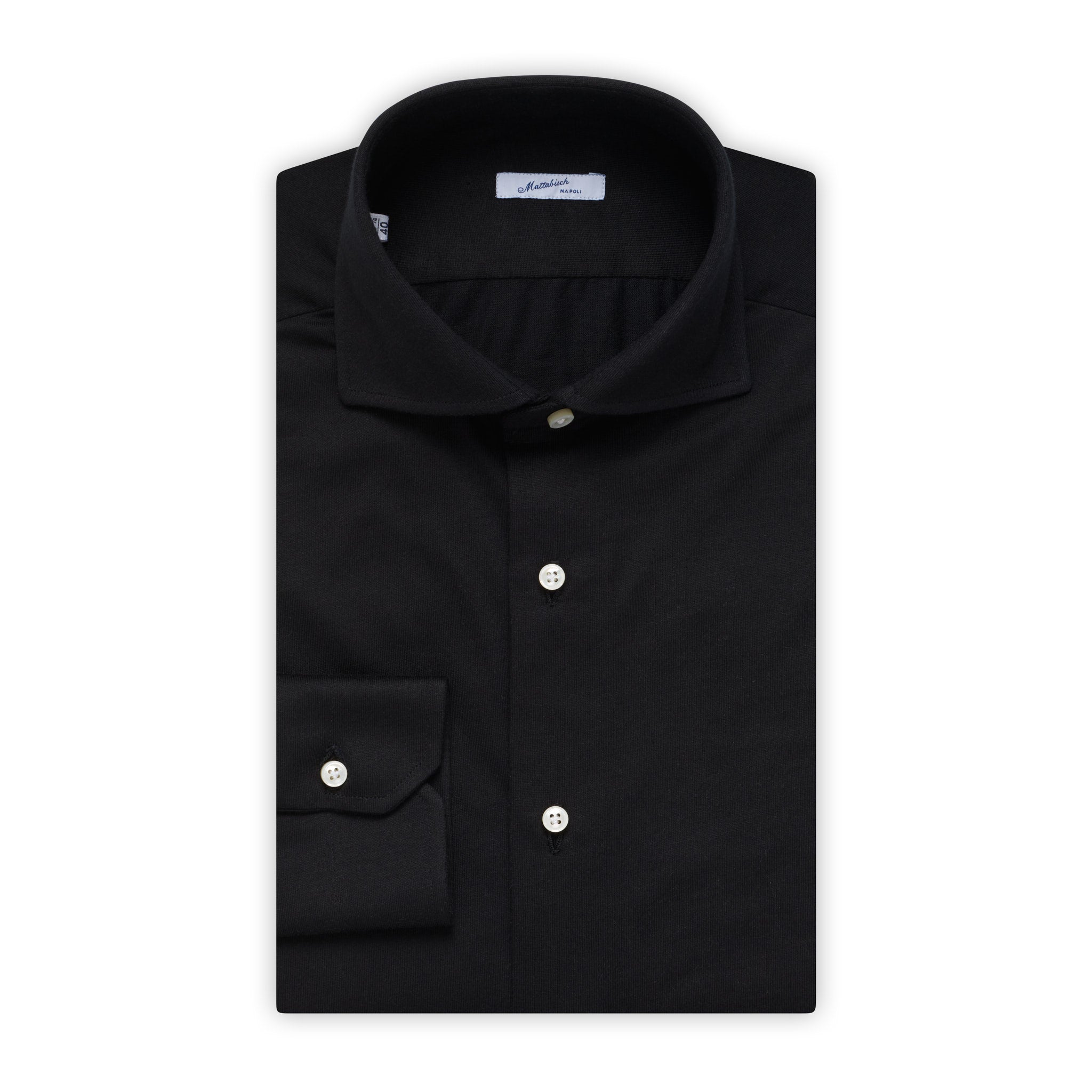 MATTABISCH by Kiton Handmade Black Jersey Shirt EU 40 NEW US 15.75 Slim MATTABISCH