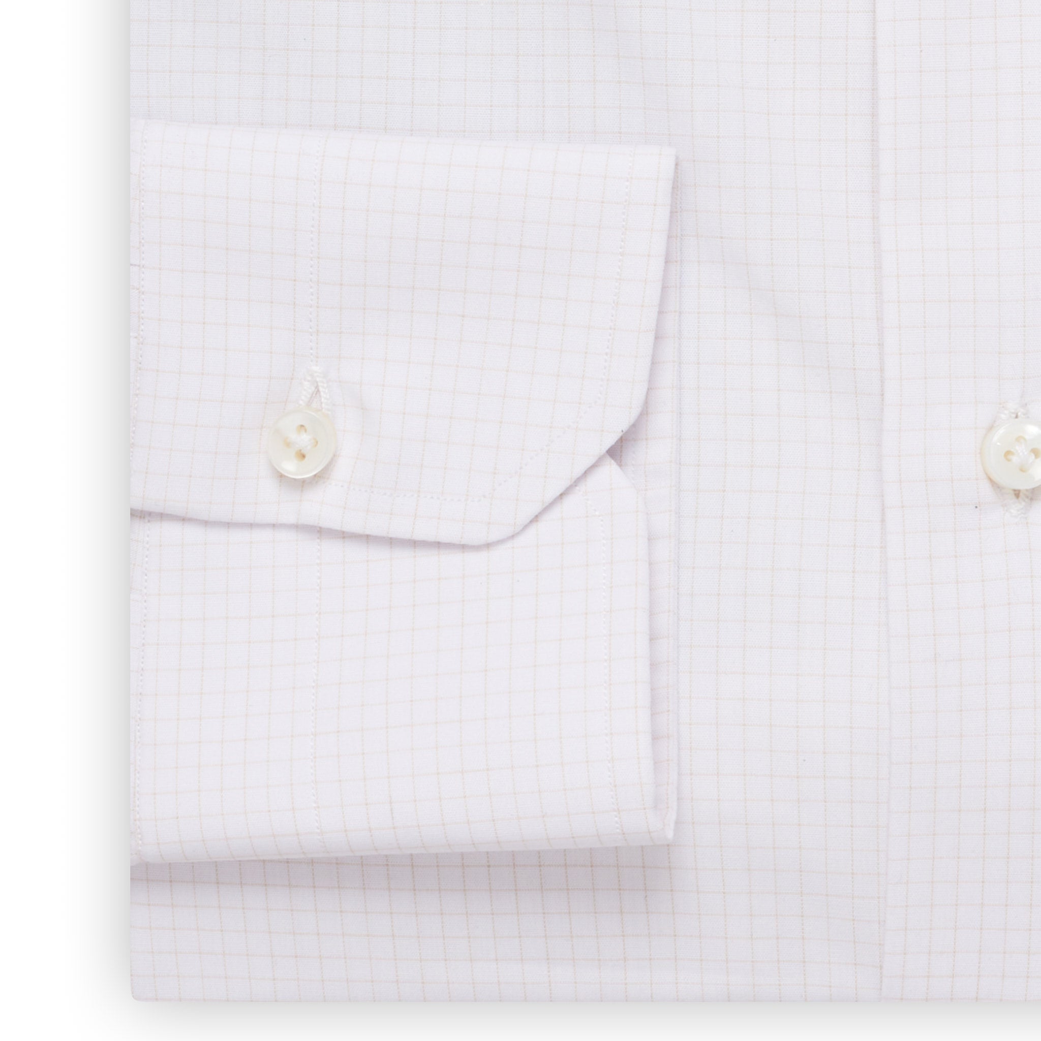 MATTABISCH by Kiton Handmade White Beige Checkered Dress Shirt NEW