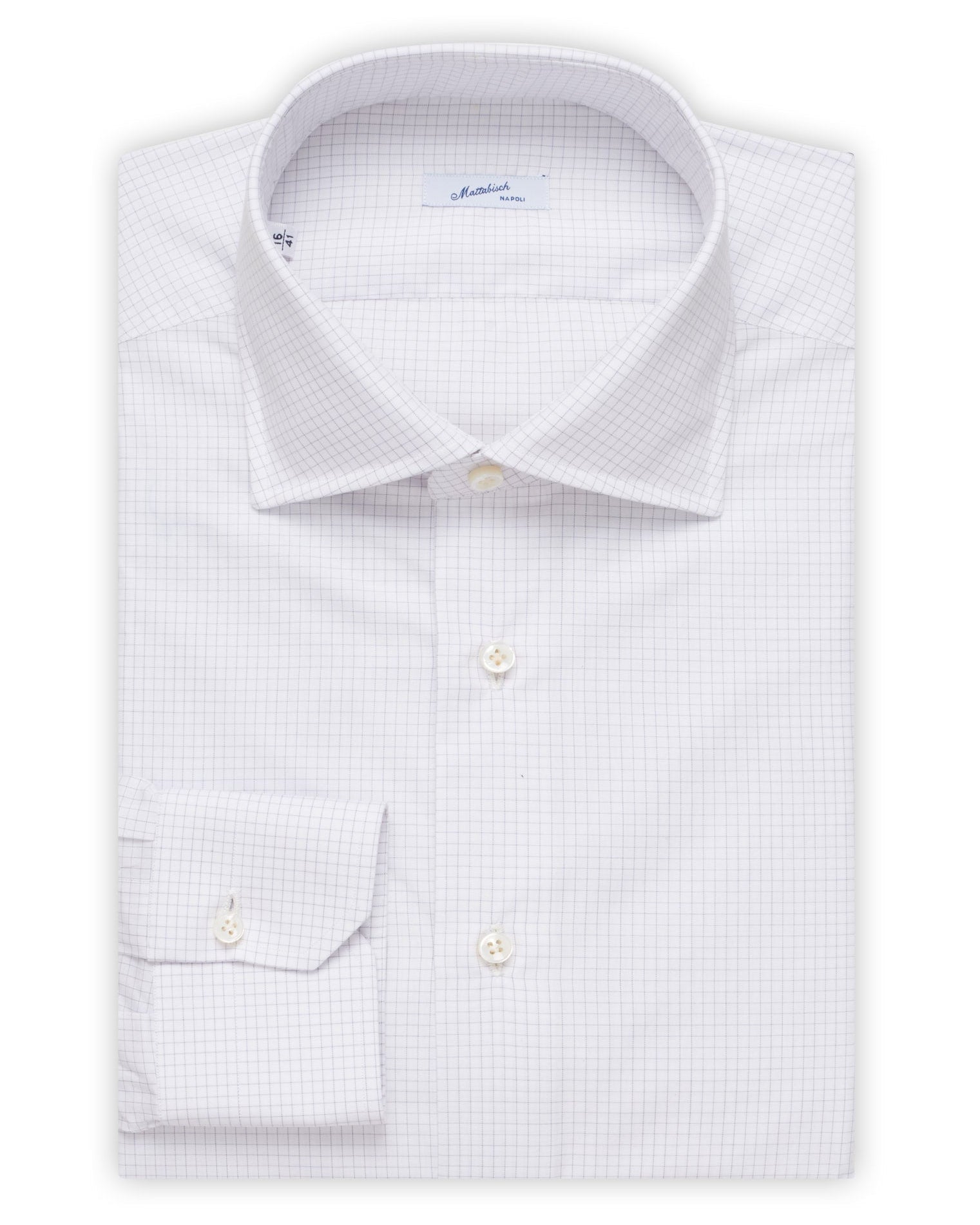 MATTABISCH by Kiton Handmade White Gray Checkered Dress Shirt NEW 14.5 MATTABISCH