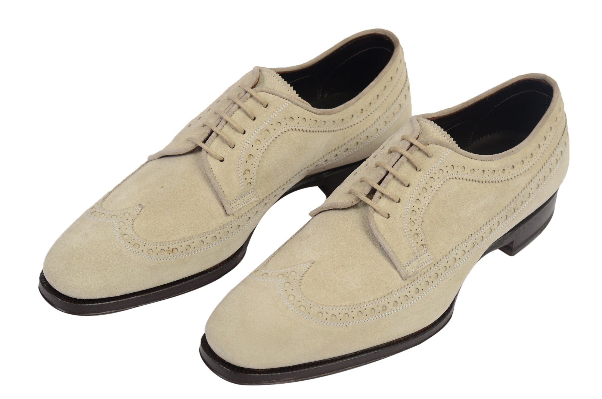 MAX VERRE Napoli Tan Beige Brogue Wingtip Suede Shoes 6.5 NEW US 7.5 8 MAX VERRE