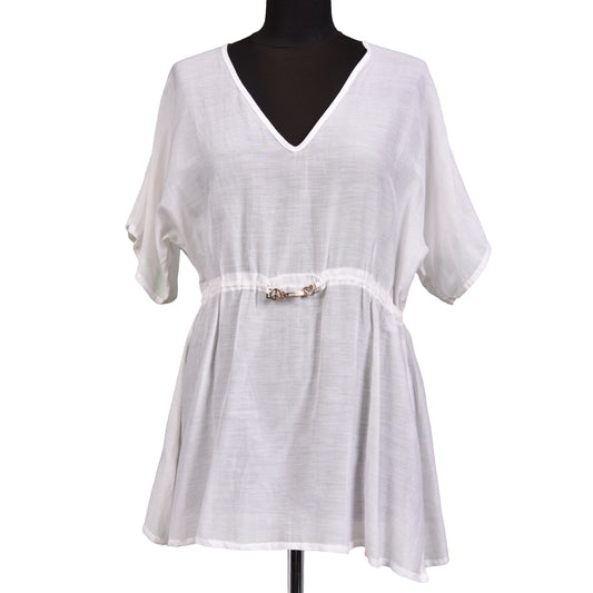 MOSCHINO Swim White Cotton-Silk Top Tunic Dress IT 42 NEW US 34 / M