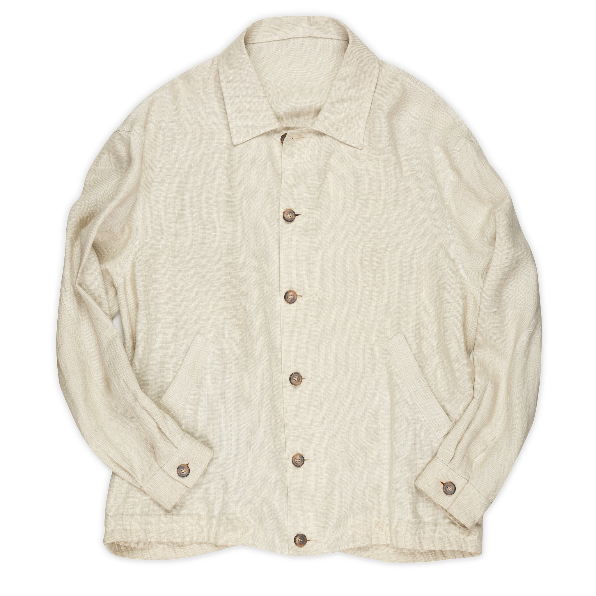 Mariano RUBINACCI LH Ivory Textured Plaid Linen Jacket Coat EU 58 NEW US 48