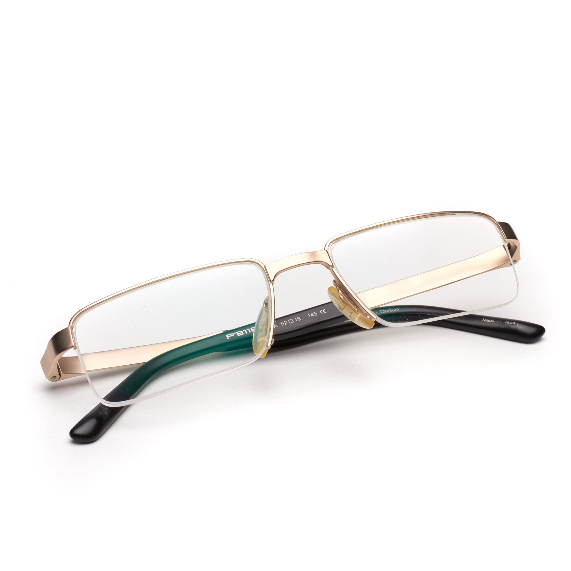PORSCHE DESIGN P 8118 A Titanium Semi Rimless Rectangular Eyeglasses with Case PORSCHE DESIGN