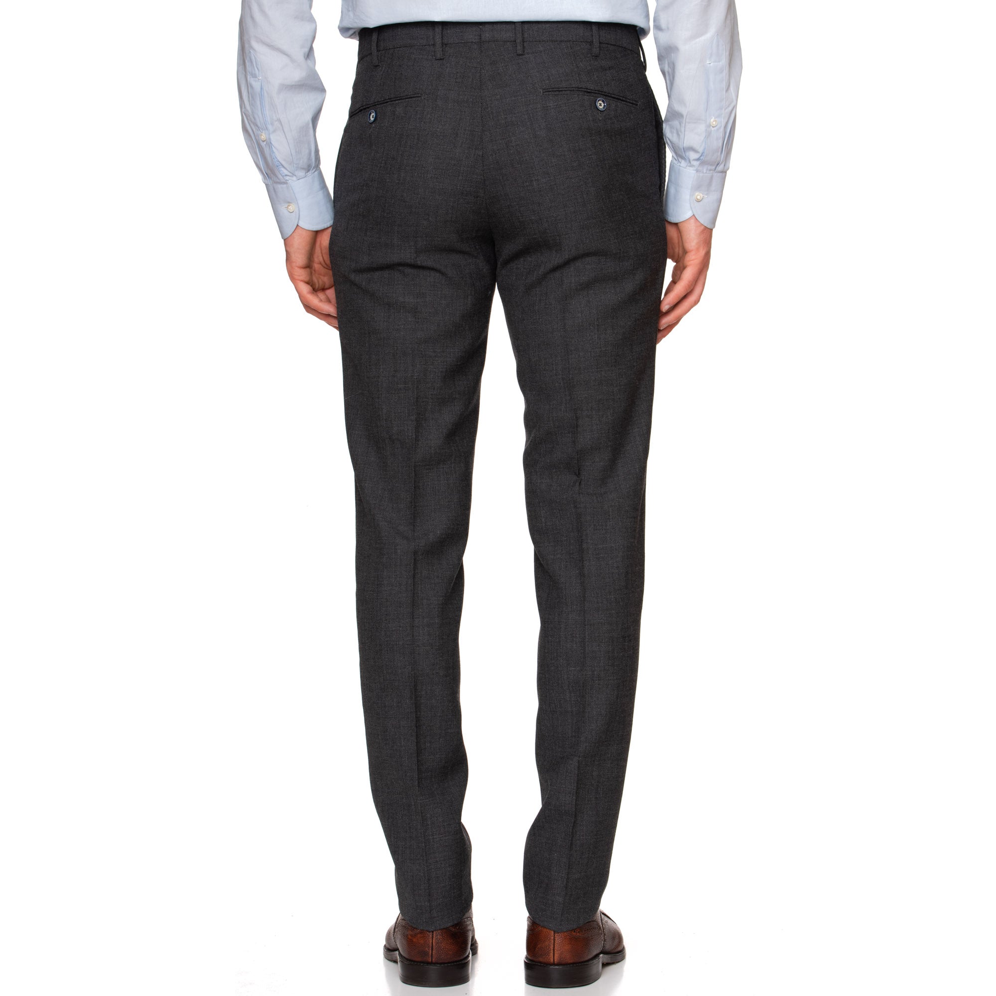 PT01 PANTALONI TORINO "Iro" Dark Gray Wool Flat Front Pants NEW Slim Fit