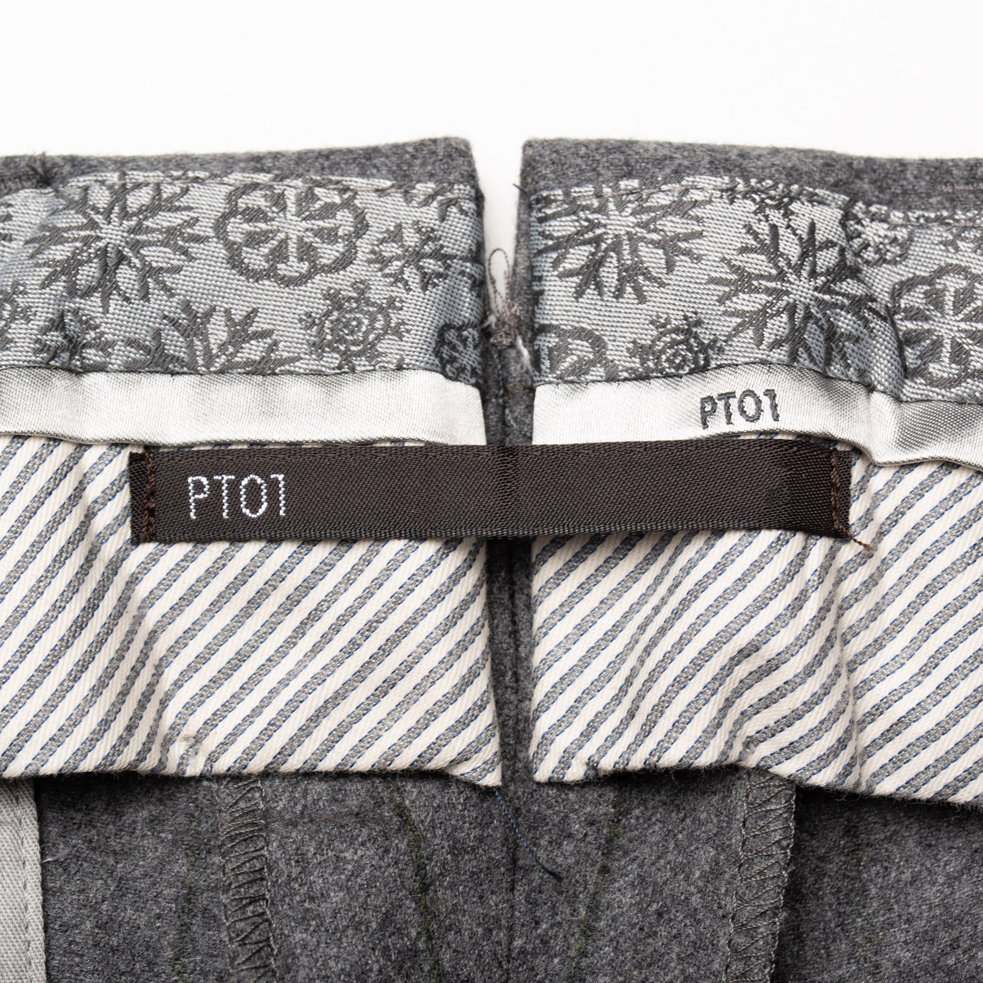 PT01 PANTALONI TORINO "Jacques" Gray Striped Flannel Wool Pants NEW Slim PT01 PANTALONI TORINO
