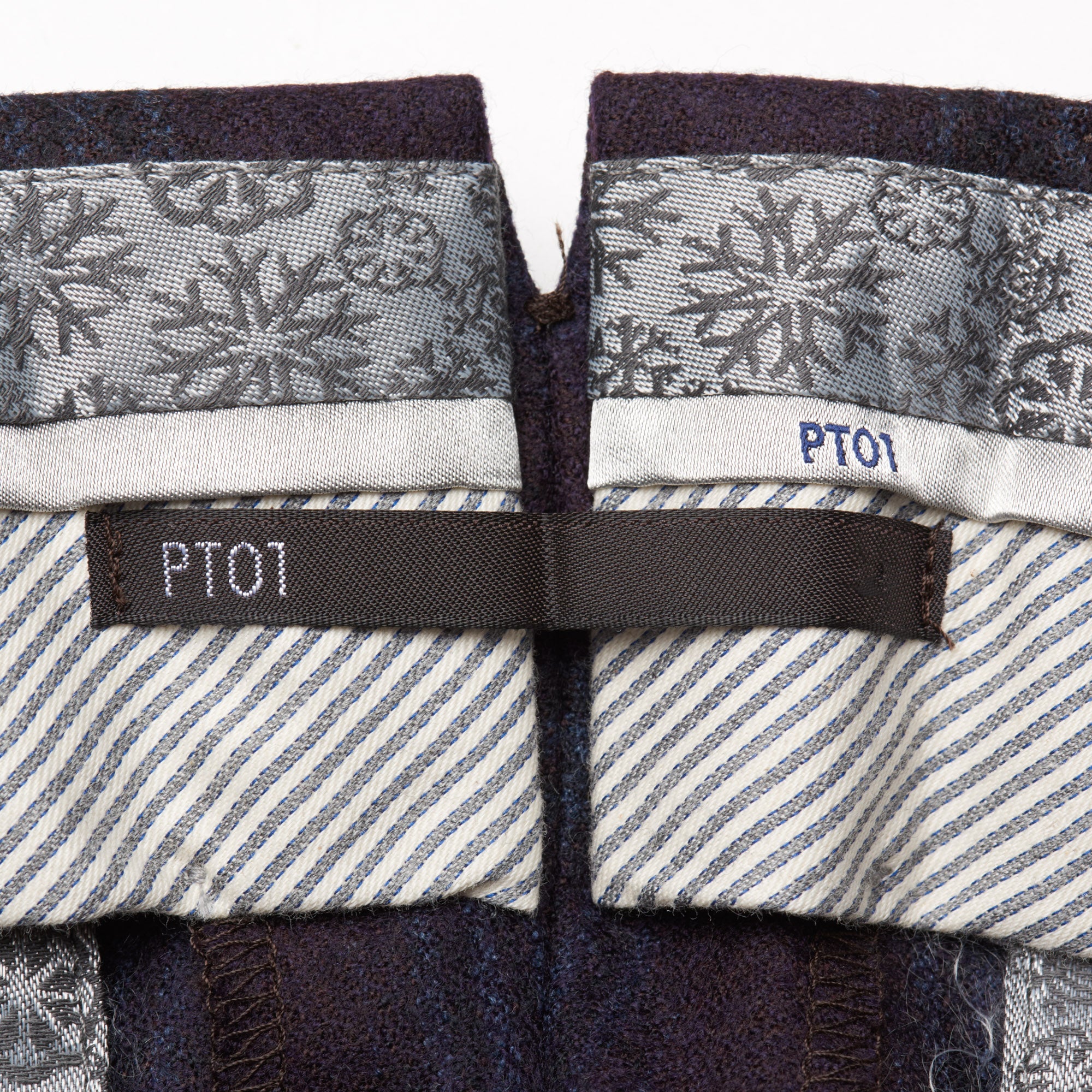 PT01 PANTALONI TORINO "Jacques" Purple Plaid Wool Flat Front Pants NEW PT01 PANTALONI TORINO