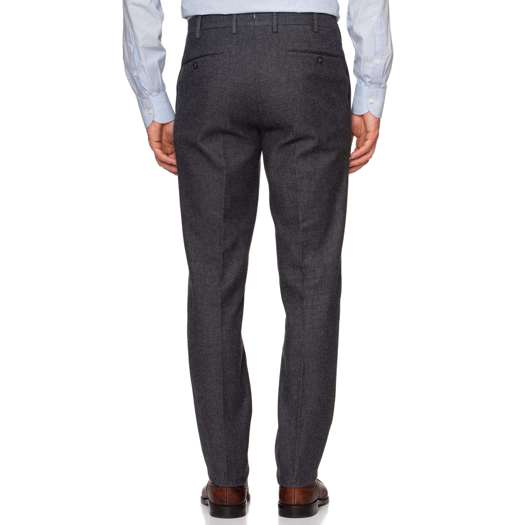 PT01 PANTALONI TORINO "Joseph" Gray Flannel Twill Cotton Flat Front Pants NEW