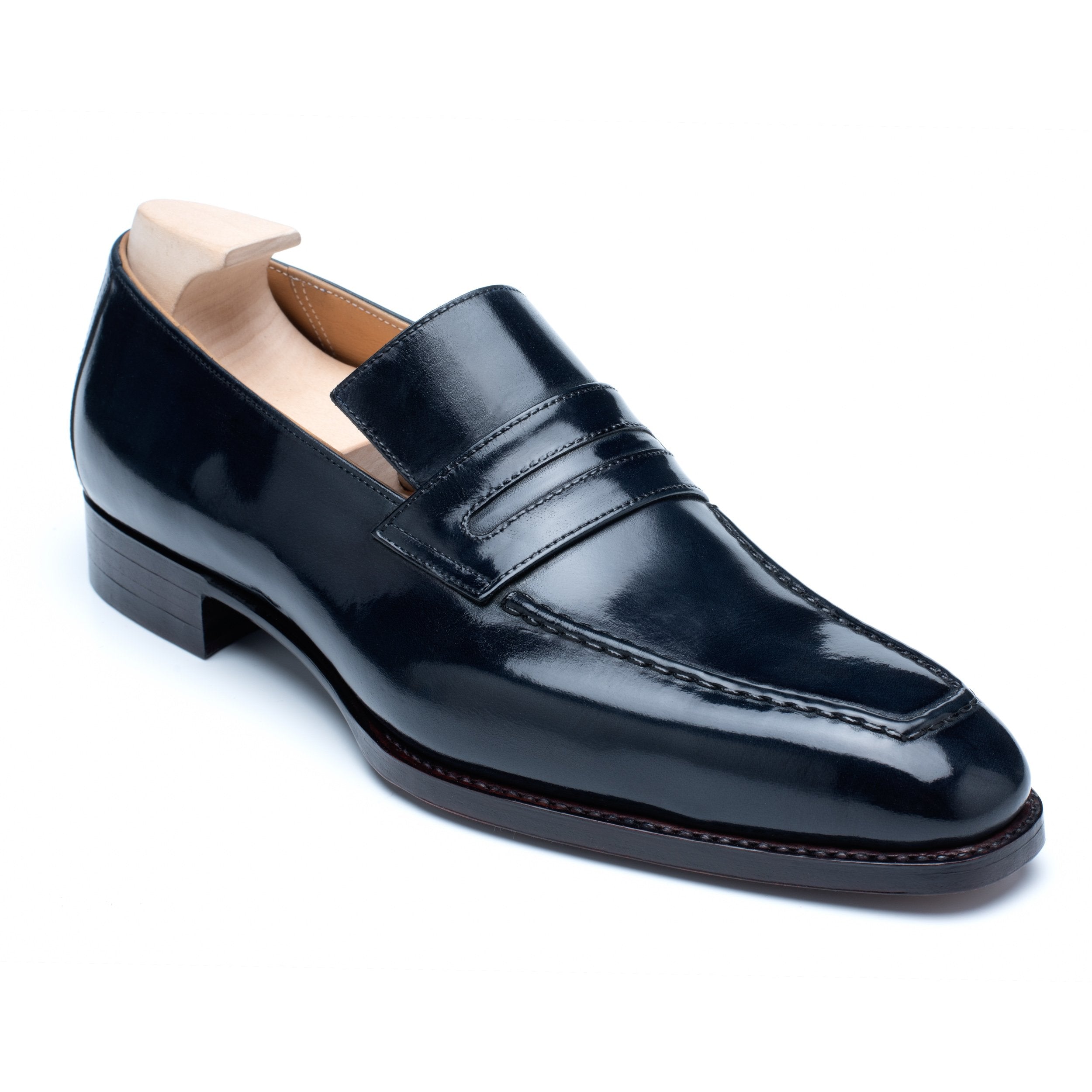 PASSUS SHOES "Anthony" Navy Blue Box Calf Leather Loafers 9 42 PASSUS SHOES