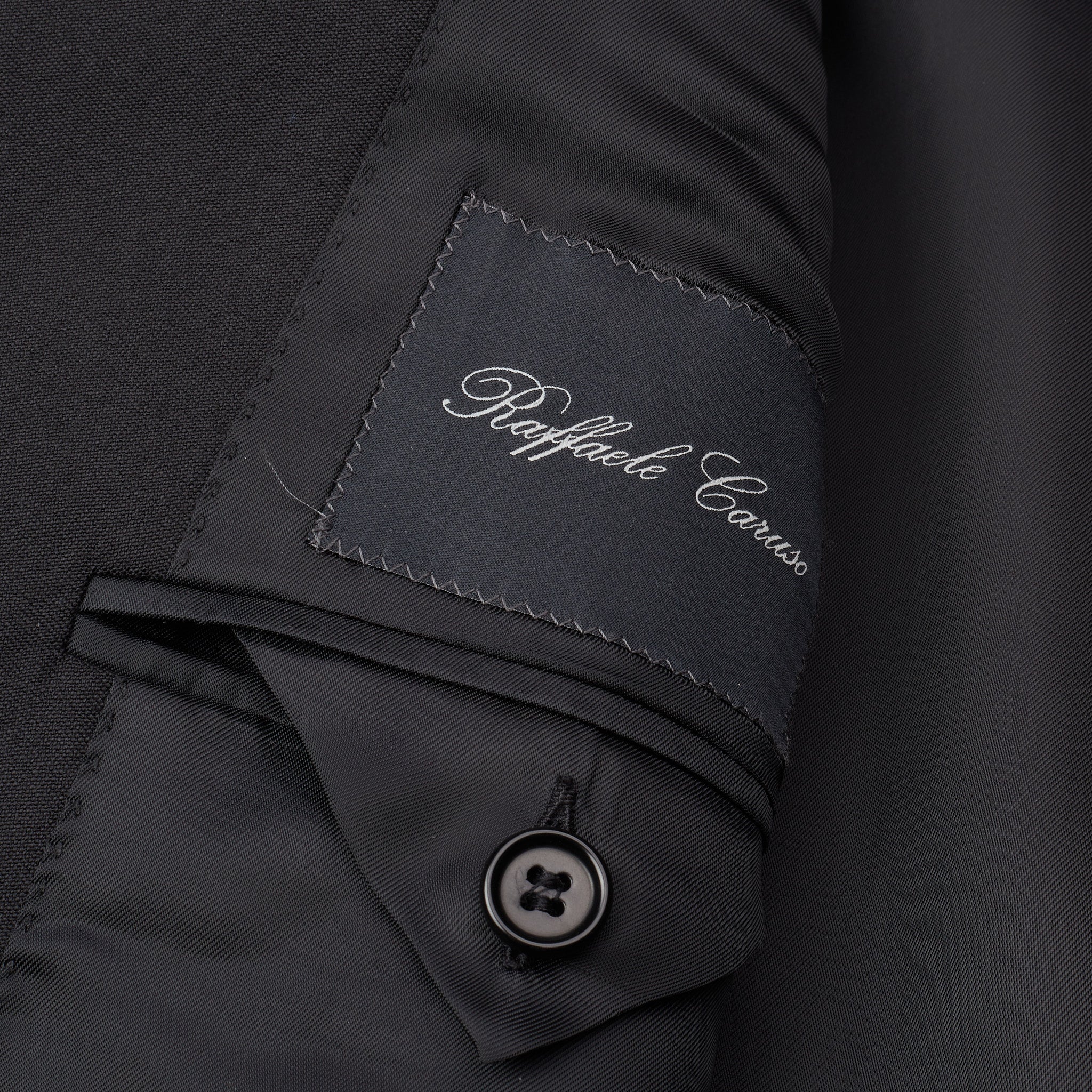 RAFFAELE CARUSO Black Wool 1 Button Peak Lapel Smoking Suit EU 50 US 40 RAFFAELE CARUSO