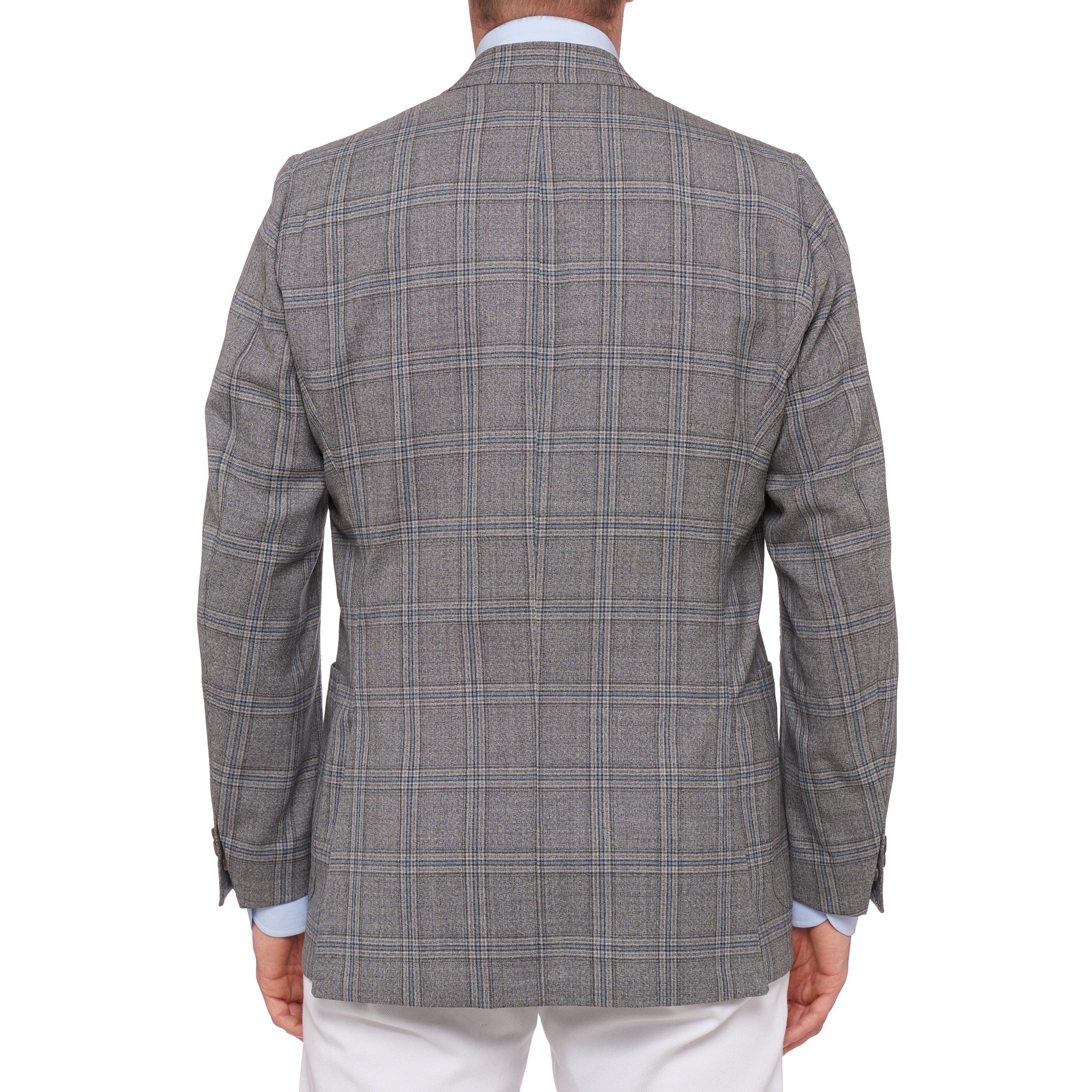 RUBINACCI LH Bespoke Hand Made Gray Plaid Wool DB Blazer Jacket EU 50 NEW US 40 RUBINACCI