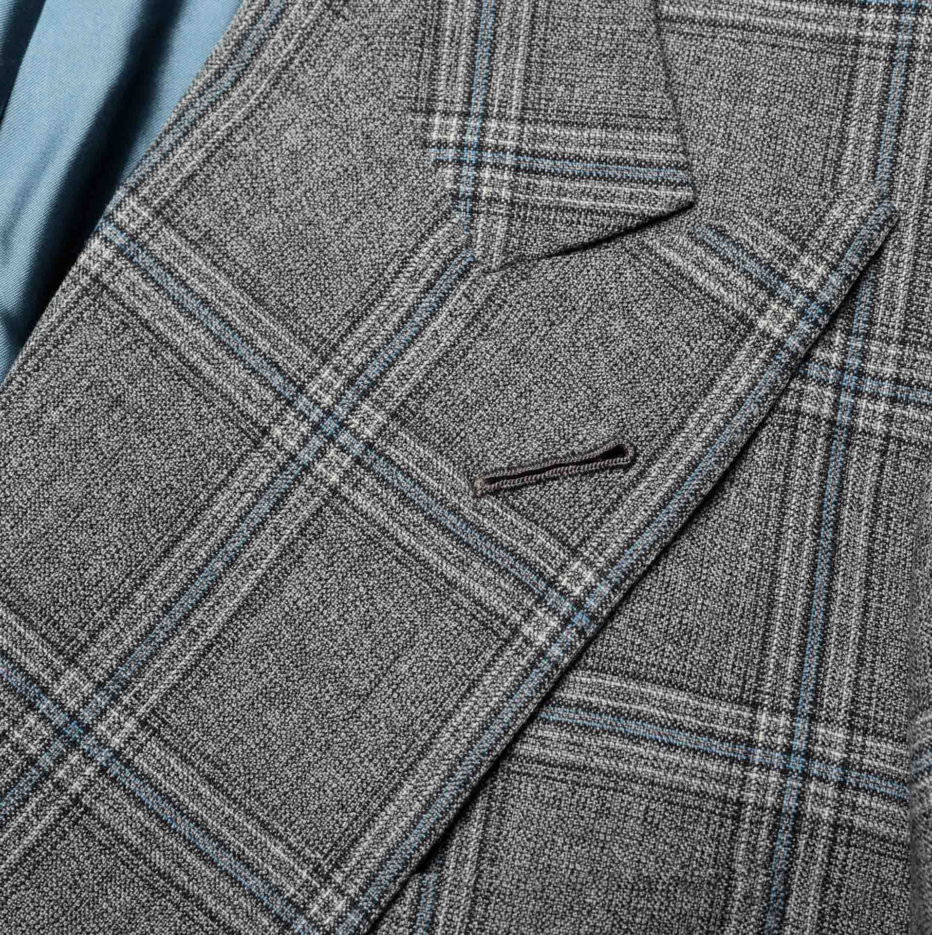 RUBINACCI LH Bespoke Hand Made Gray Plaid Wool DB Blazer Jacket EU 50 NEW US 40 RUBINACCI