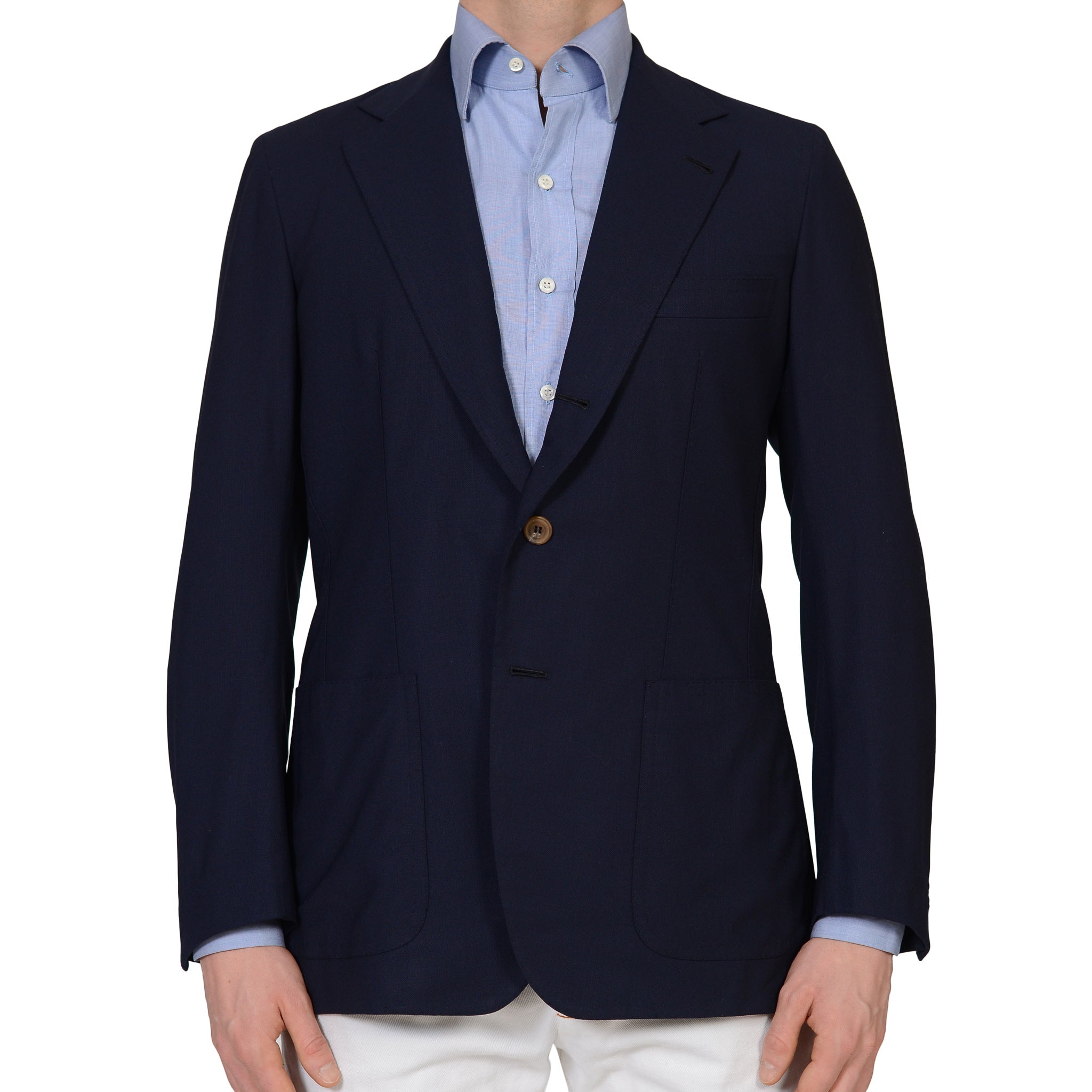 RUBINACCI Handmade Bespoke Blue Wool Mohair Blazer Jacket EU 50 US 38 40