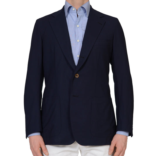 RUBINACCI Handmade Bespoke Blue Wool Mohair Blazer Jacket EU 50 NEW US 38 40