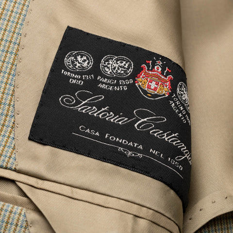 SARTORIA CASTANGIA Beige Check Wool Jacket Sport Coat EU 52 NEW US 42