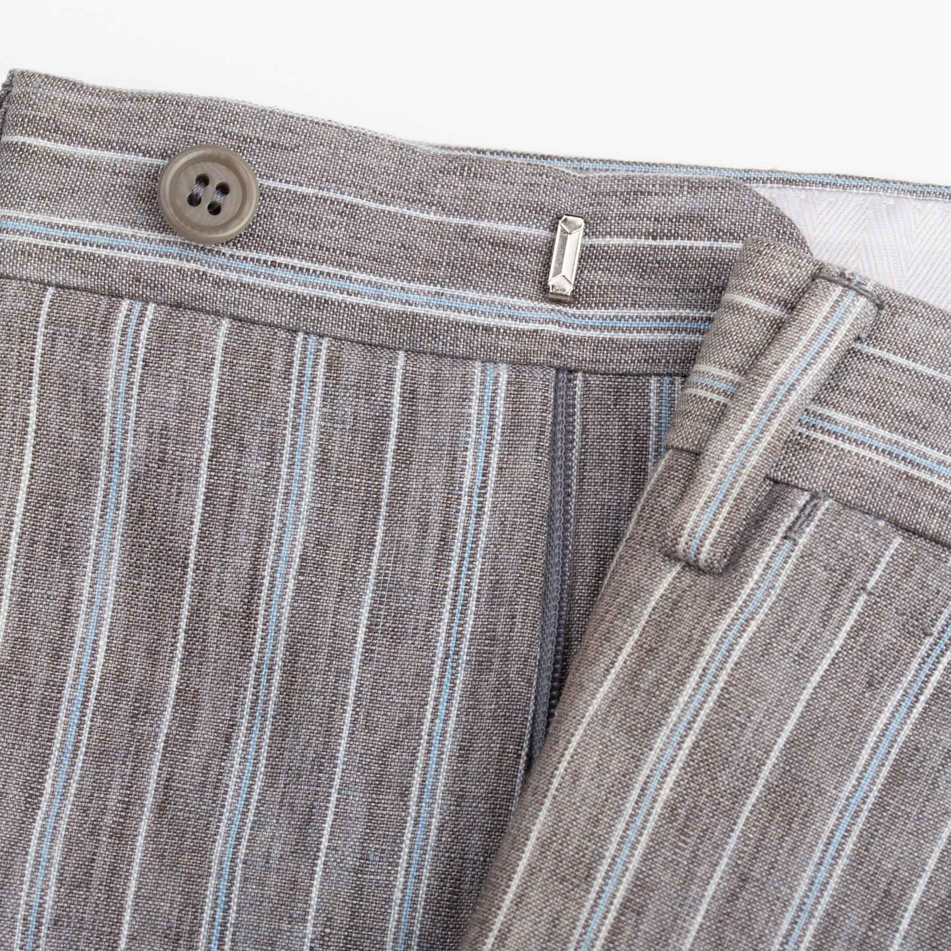 SARTORIA CASTANGIA Gray Striped Linen Flat Front Dress Pants EU 56 NEW US 40 CASTANGIA