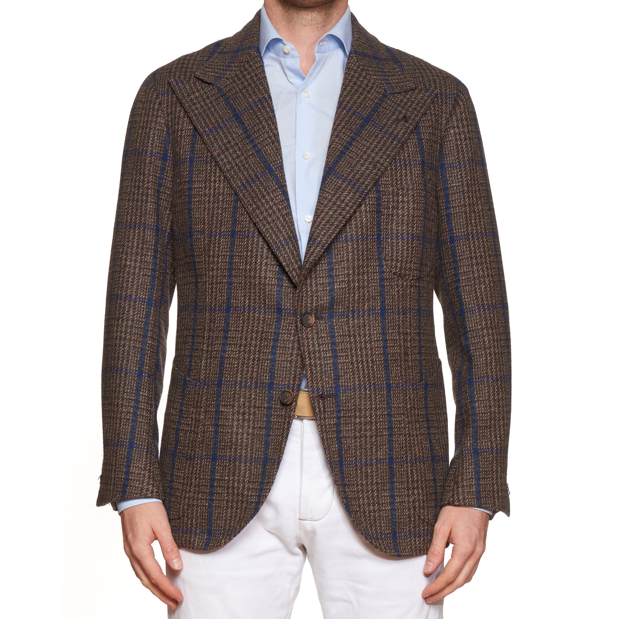 SARTORIA CHIAIA Bespoke Handmade Brown Plaid Wool-Cashmere Jacket 54 NEW 44 SARTORIA CHIAIA