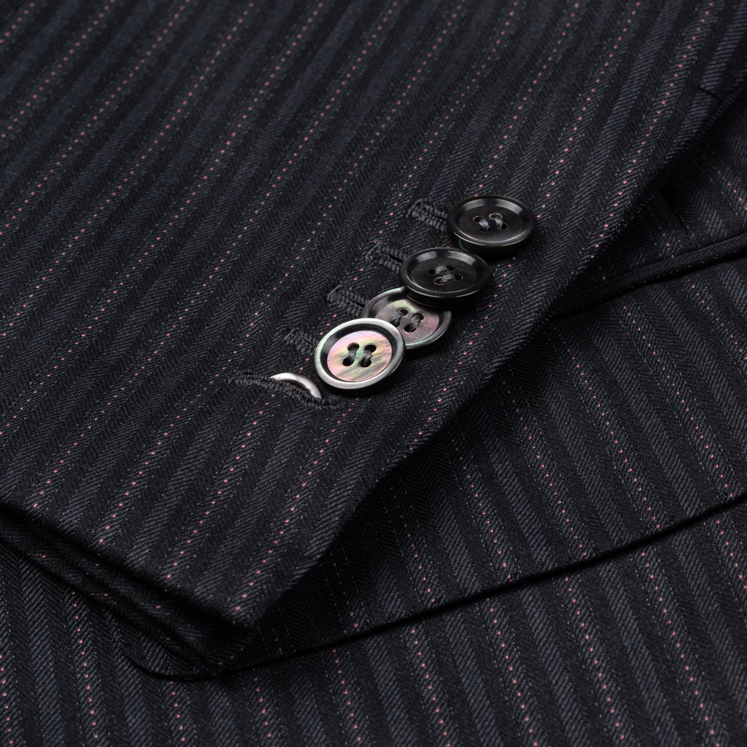 SARTORIA CASTANGIA Black Herringbone Striped Wool Super 130's Jacket 53 NEW 43 CASTANGIA