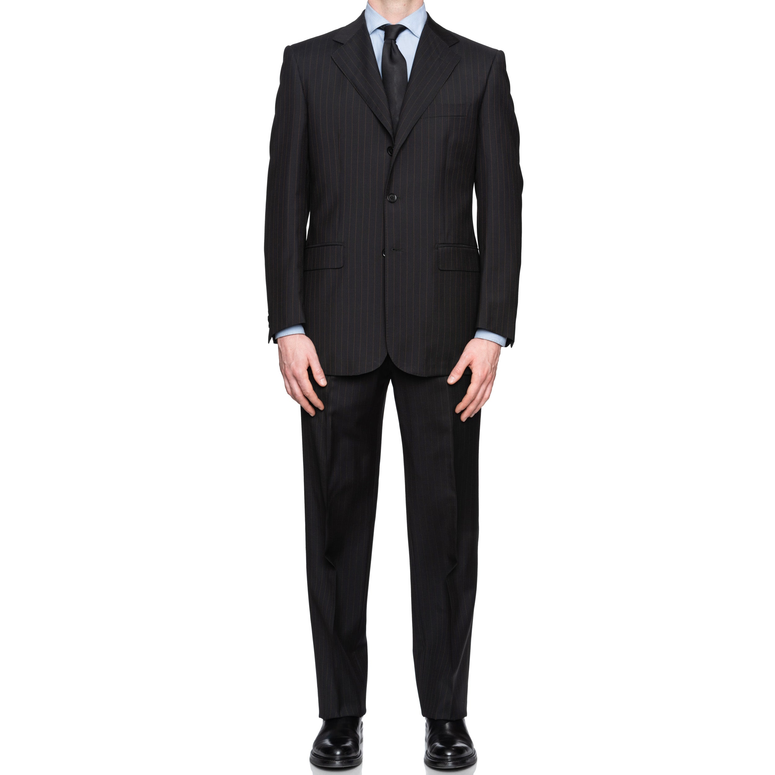 SARTORIA CASTANGIA Black Striped Wool Suit EU 50 NEW US 40 CASTANGIA