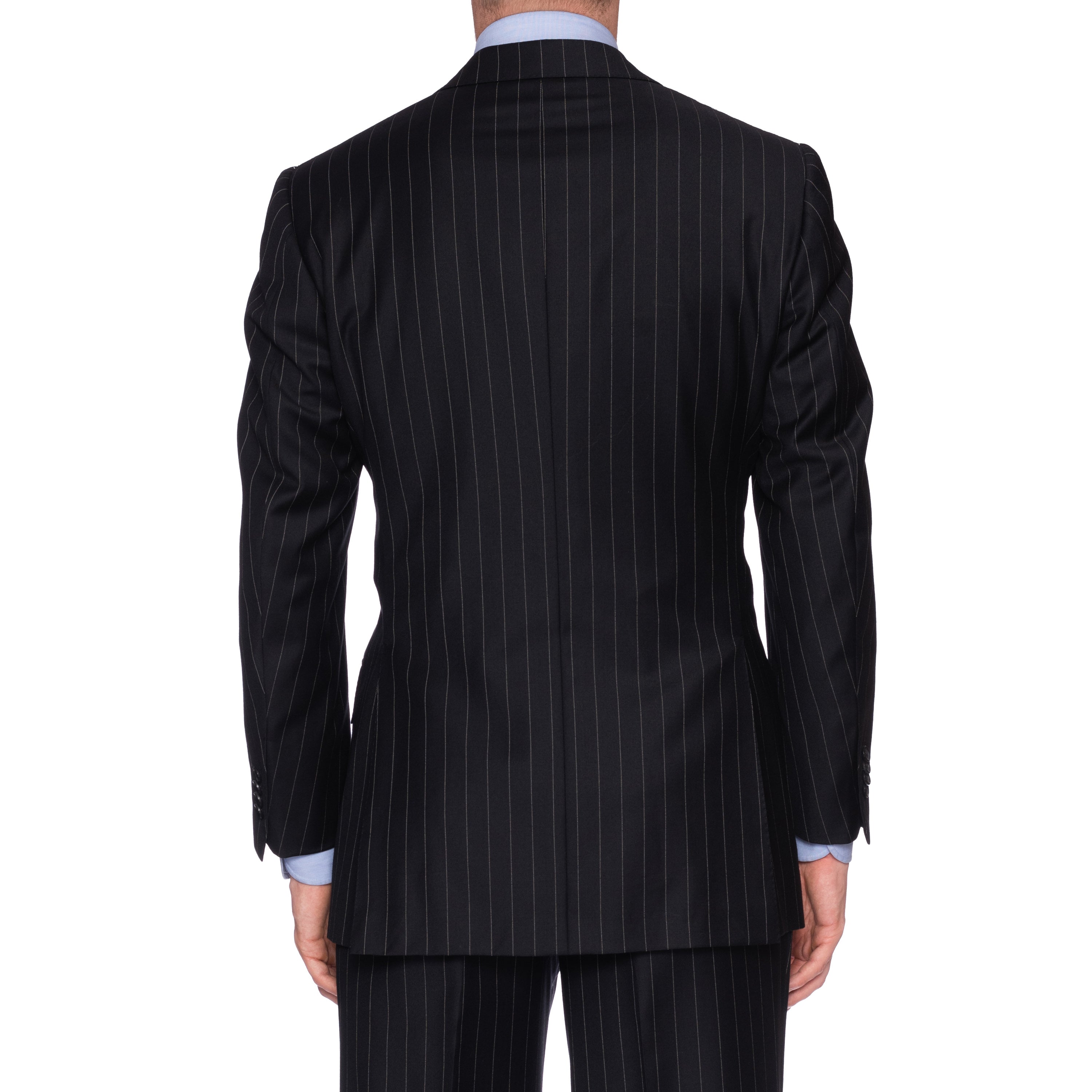 SARTORIA CASTANGIA Black Striped Wool Super 110's Suit EU 48 NEW US 38