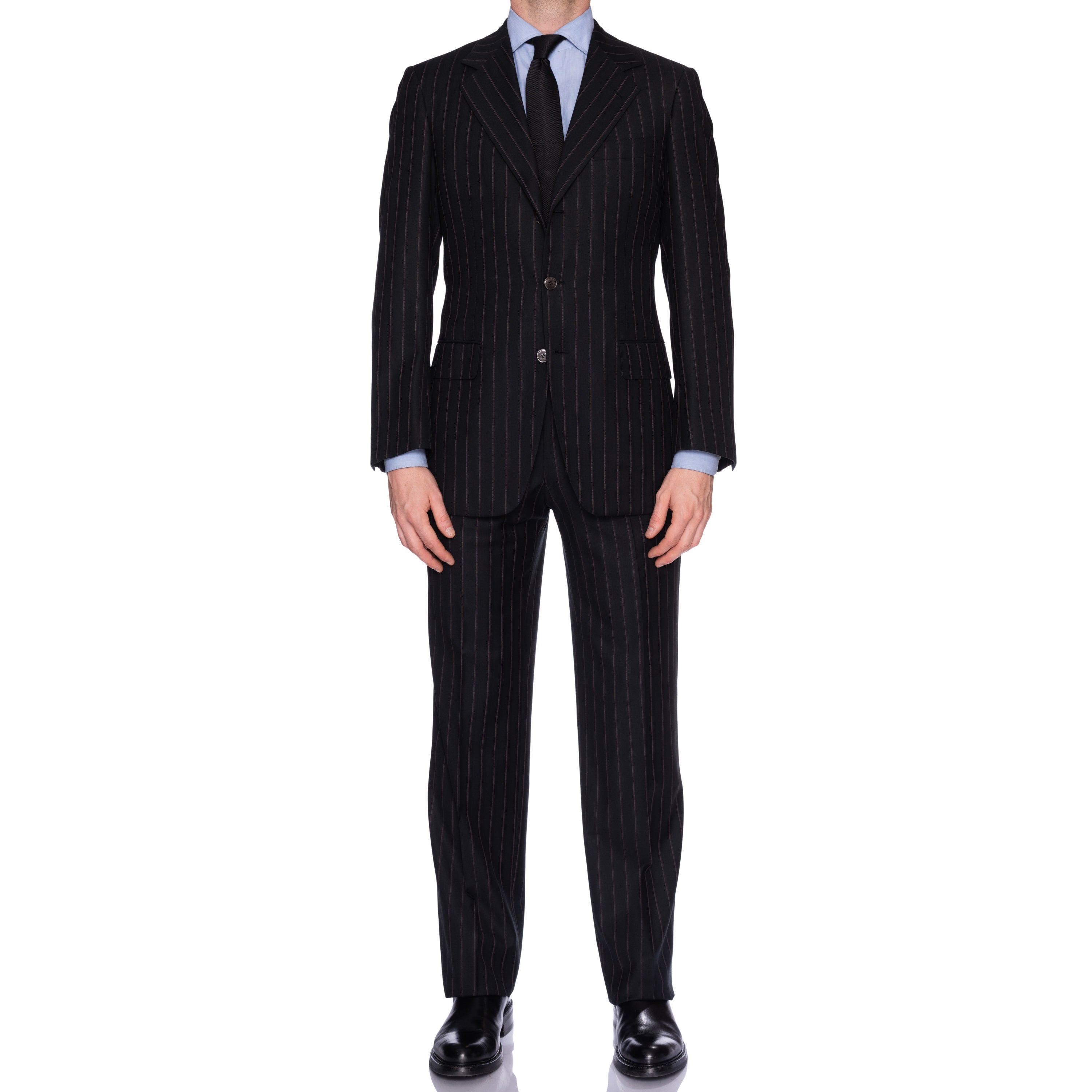 SARTORIA CASTANGIA Black Striped Wool Super 150's Suit EU 48 NEW US 38 CASTANGIA