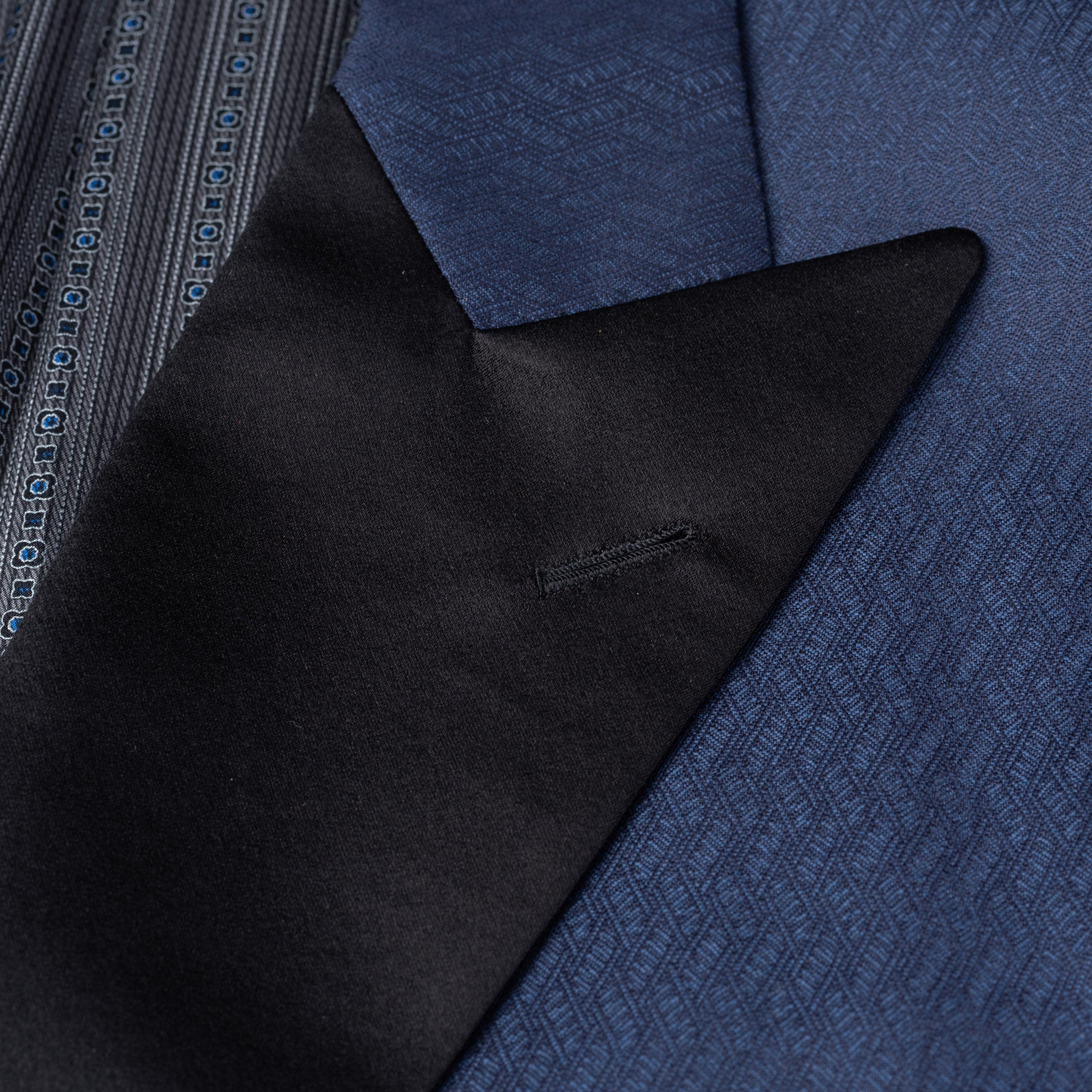 SARTORIA CASTANGIA Blue Geometric Wool Dinner Jacket with Silk Lining 50 NEW 40