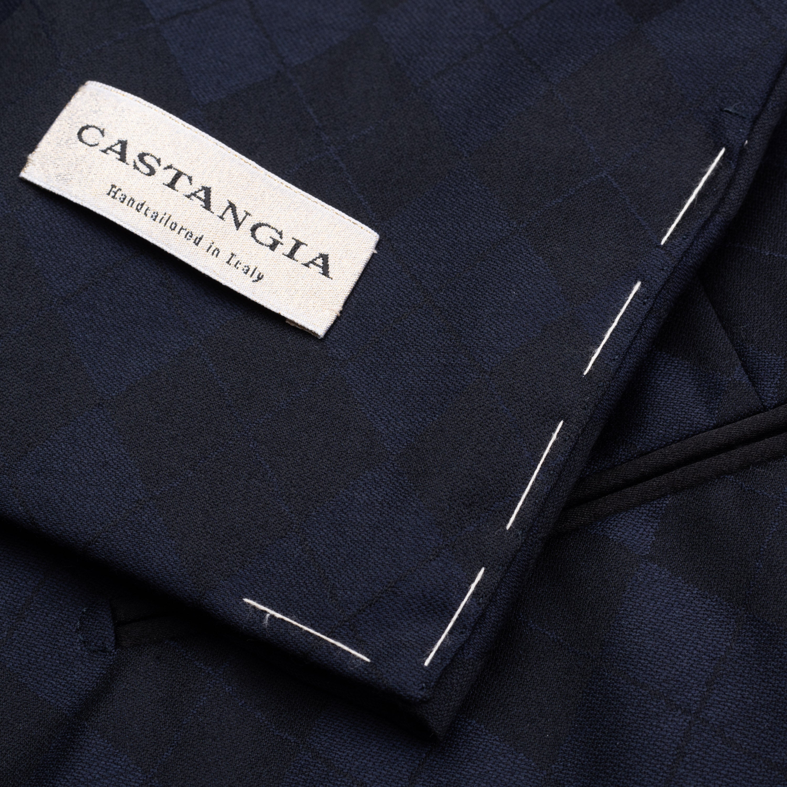 SARTORIA CASTANGIA Blue Plaid Wool Dinner Jacket with Silk Lining 50 NEW US 40 CASTANGIA