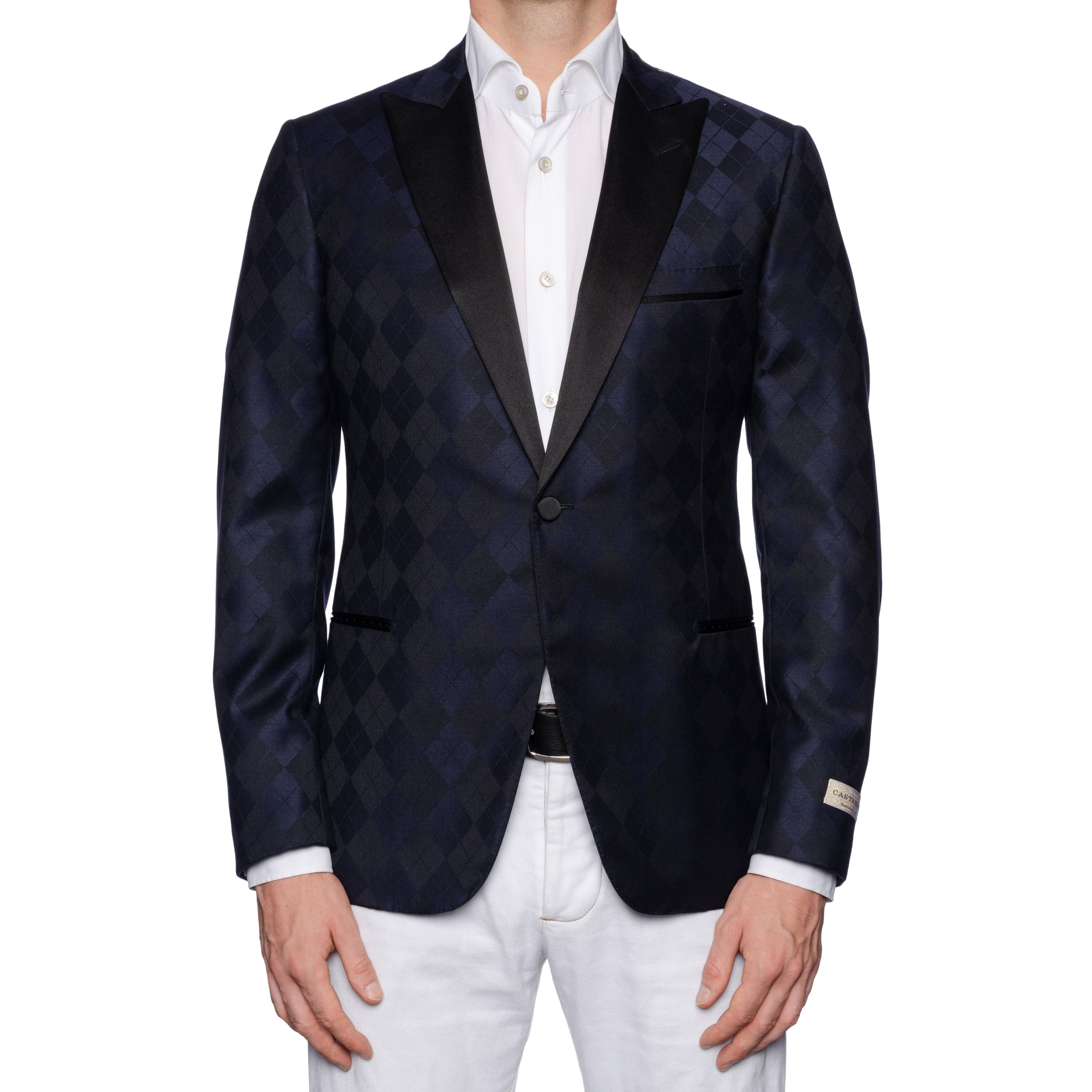 SARTORIA CASTANGIA Blue Plaid Wool Dinner Jacket with Silk Lining 50 NEW US 40 CASTANGIA
