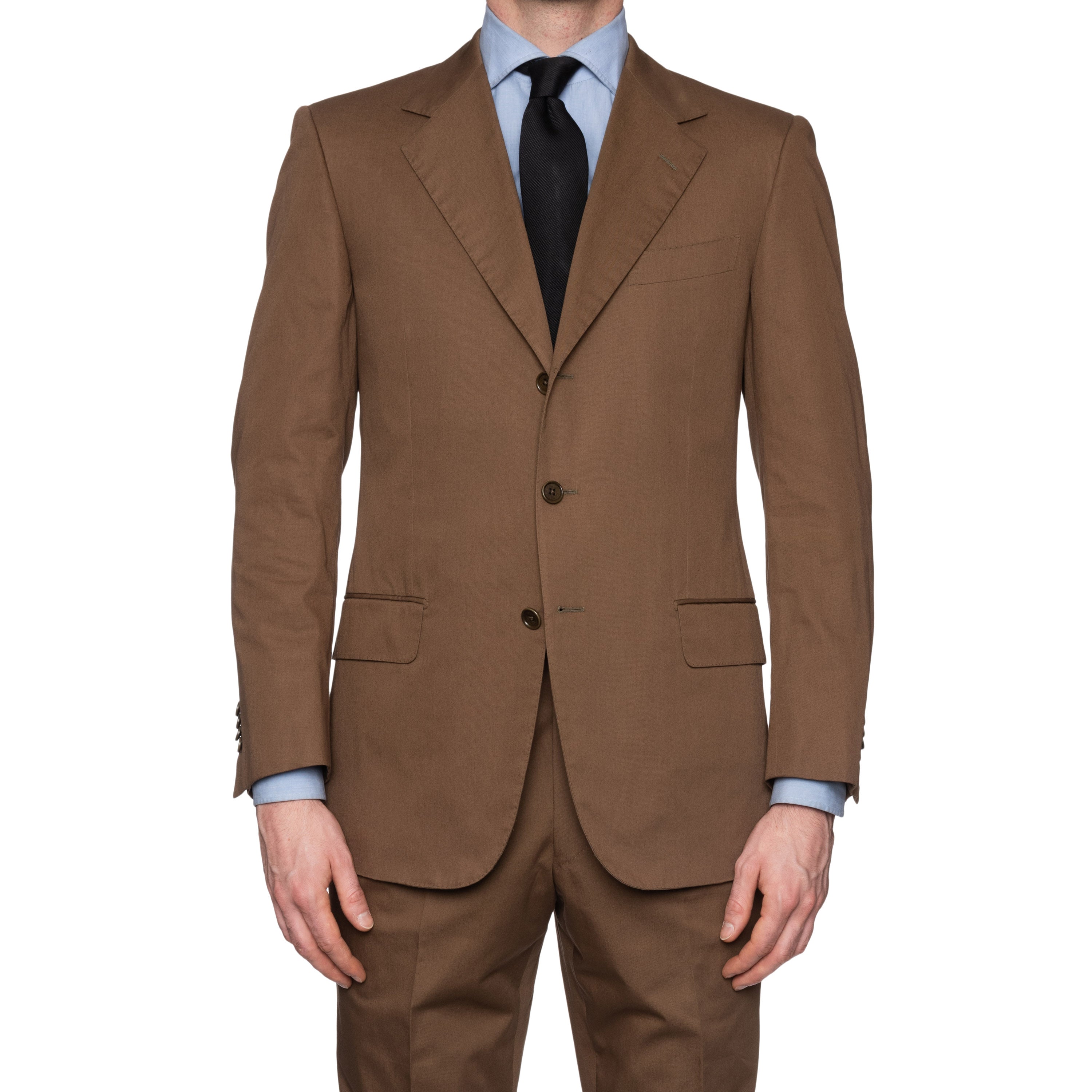 SARTORIA CASTANGIA Hand Made Brown Cotton Suit EU 48 NEW US 38 CASTANGIA