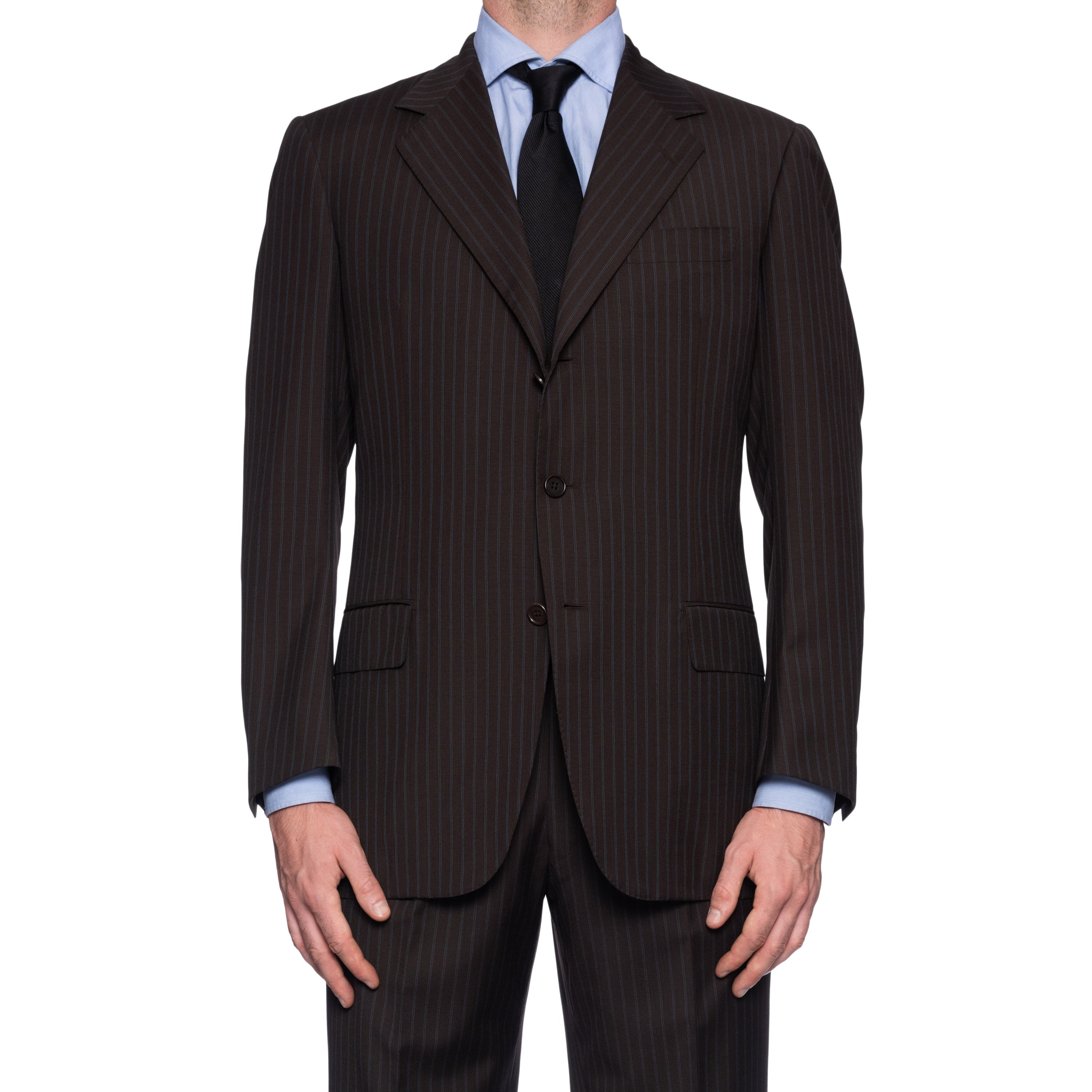 SARTORIA CASTANGIA Handmade Brown Striped Wool Super 120's Suit NEW CASTANGIA
