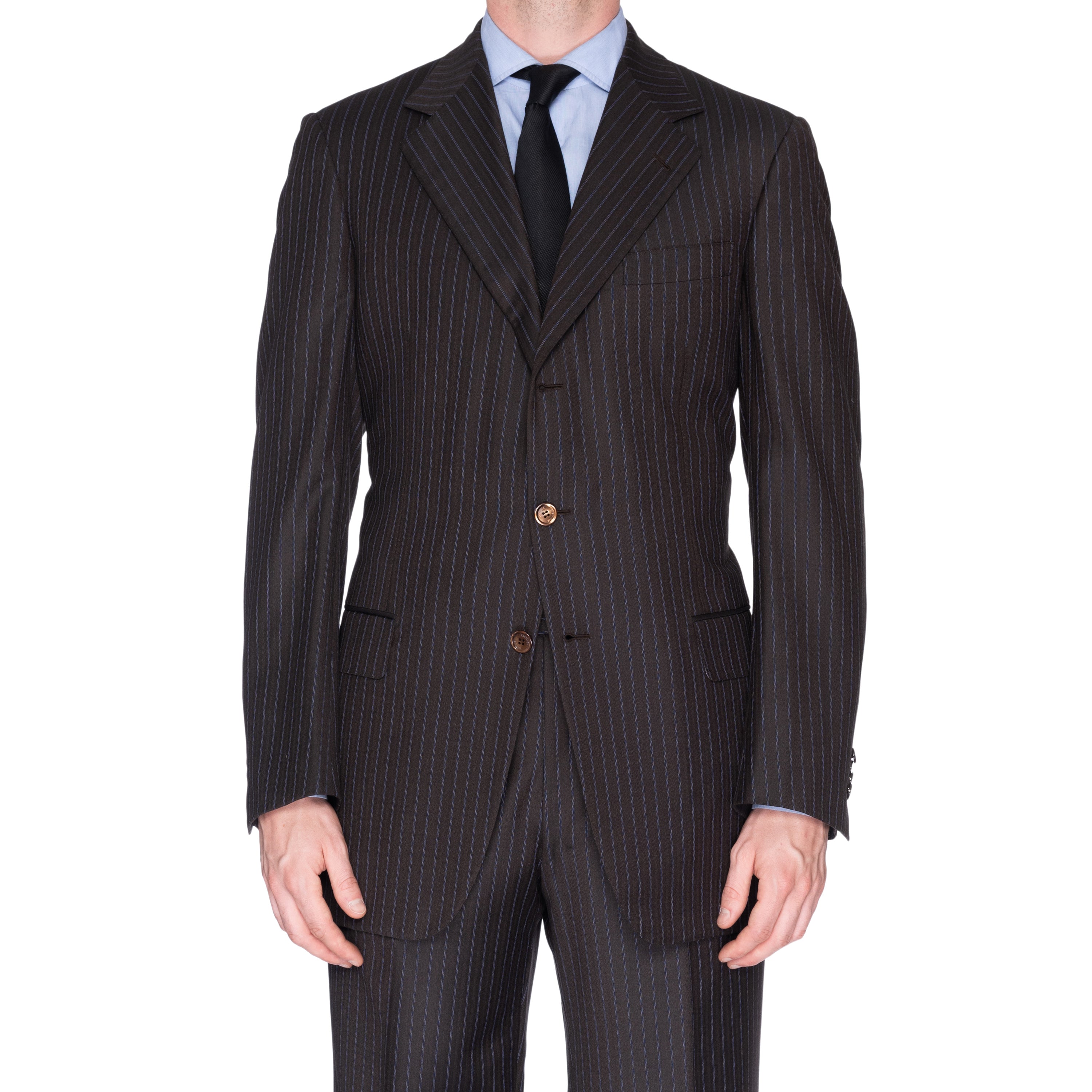 SARTORIA CASTANGIA Diplomat Brown Striped Wool Super 130's Suit EU 52 NEW US 42 CASTANGIA