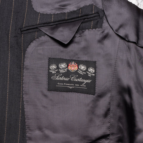 SARTORIA CASTANGIA Dark Gray Herringbone Wool Super 120's Suit EU 50 NEW US 40