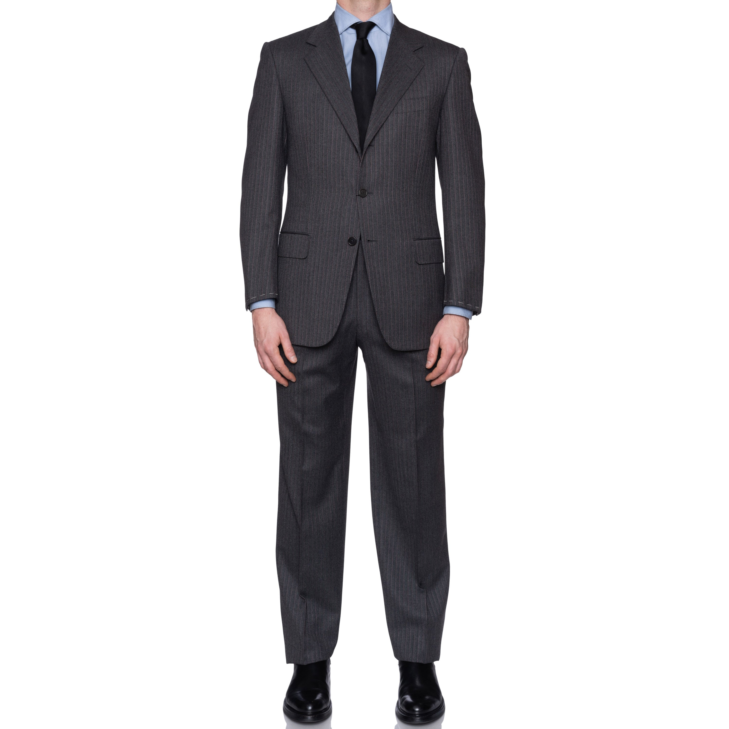 SARTORIA CASTANGIA Gray Herringbone Merino Wool Super 120's Suit 48 NEW 38 CASTANGIA