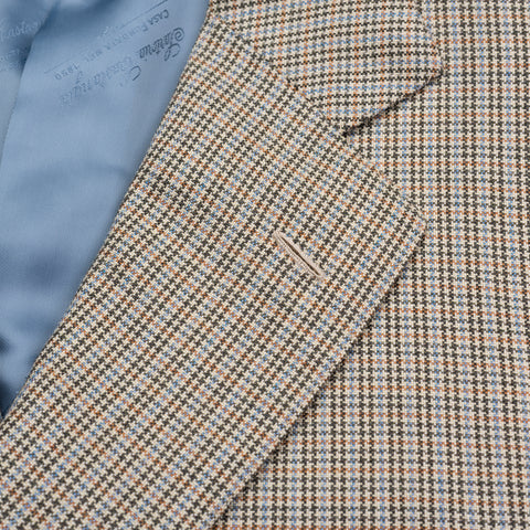 SARTORIA CASTANGIA Beige Plaid Silk-Wool Super 140's Jacket NEW